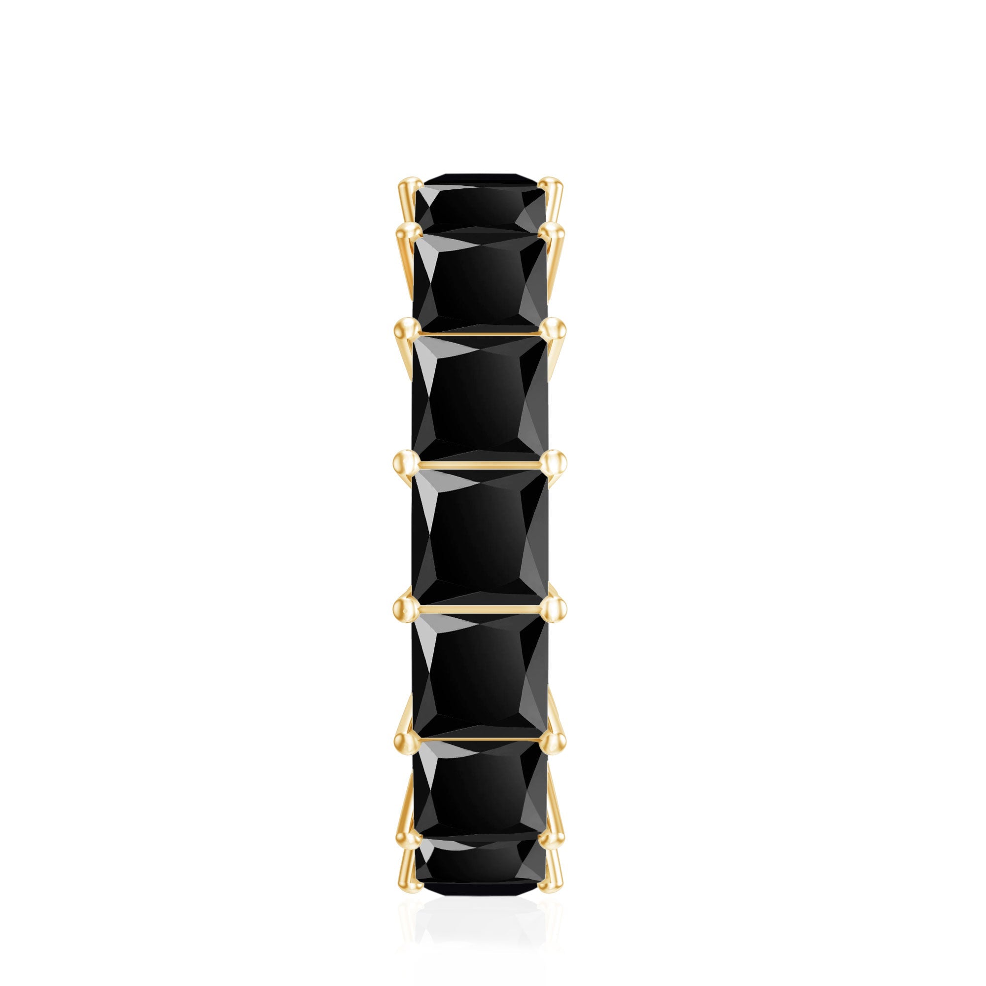 Princess Cut Black Onyx Wedding Band in Shared Prong Setting
