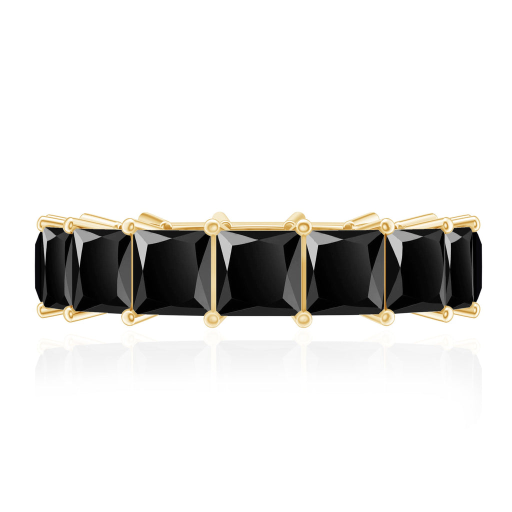 Princess Cut Black Onyx Wedding Band in Shared Prong Setting