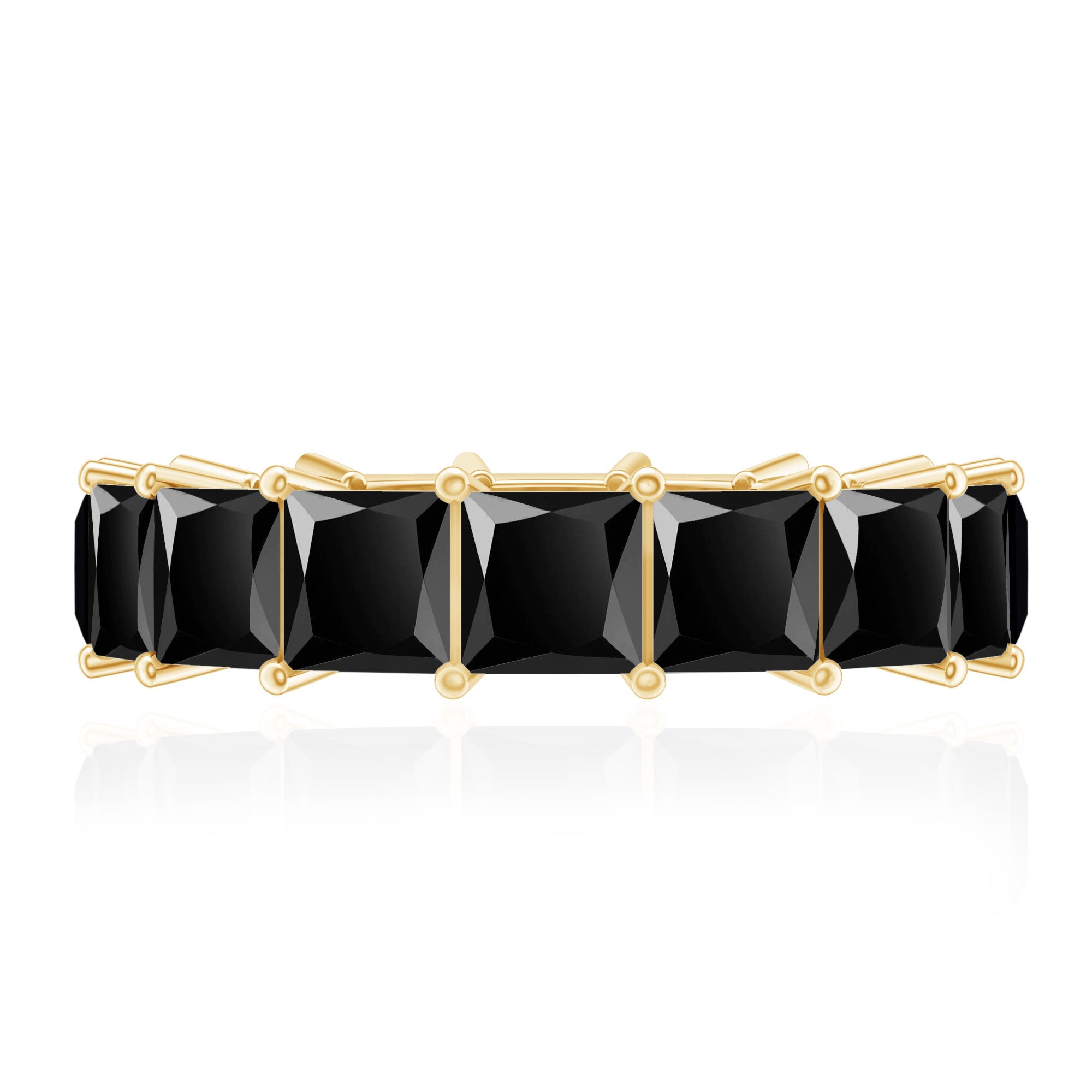Princess Cut Black Onyx Wedding Band in Shared Prong Setting