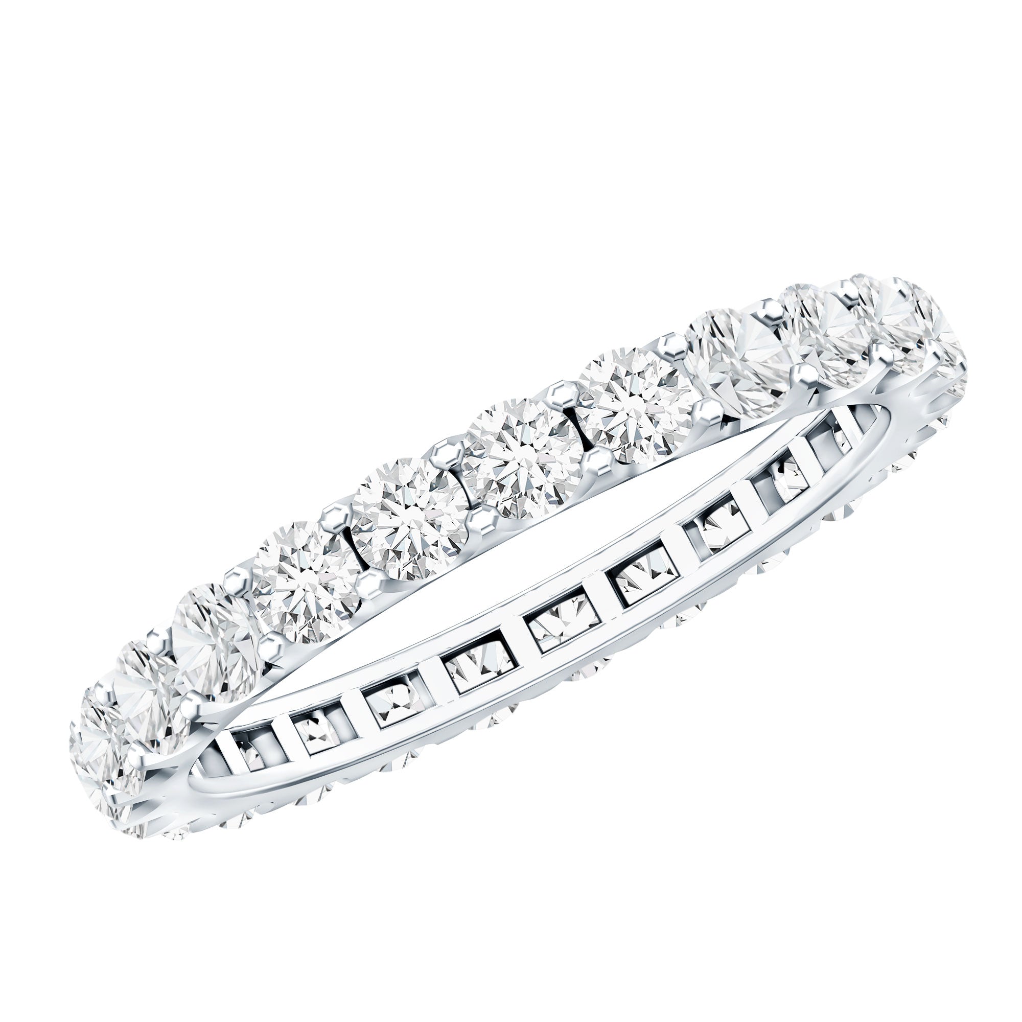 Moissanite Eternity Band – Classic Wedding Band With Round Cut Moissanite & D Color VS1 Clarity