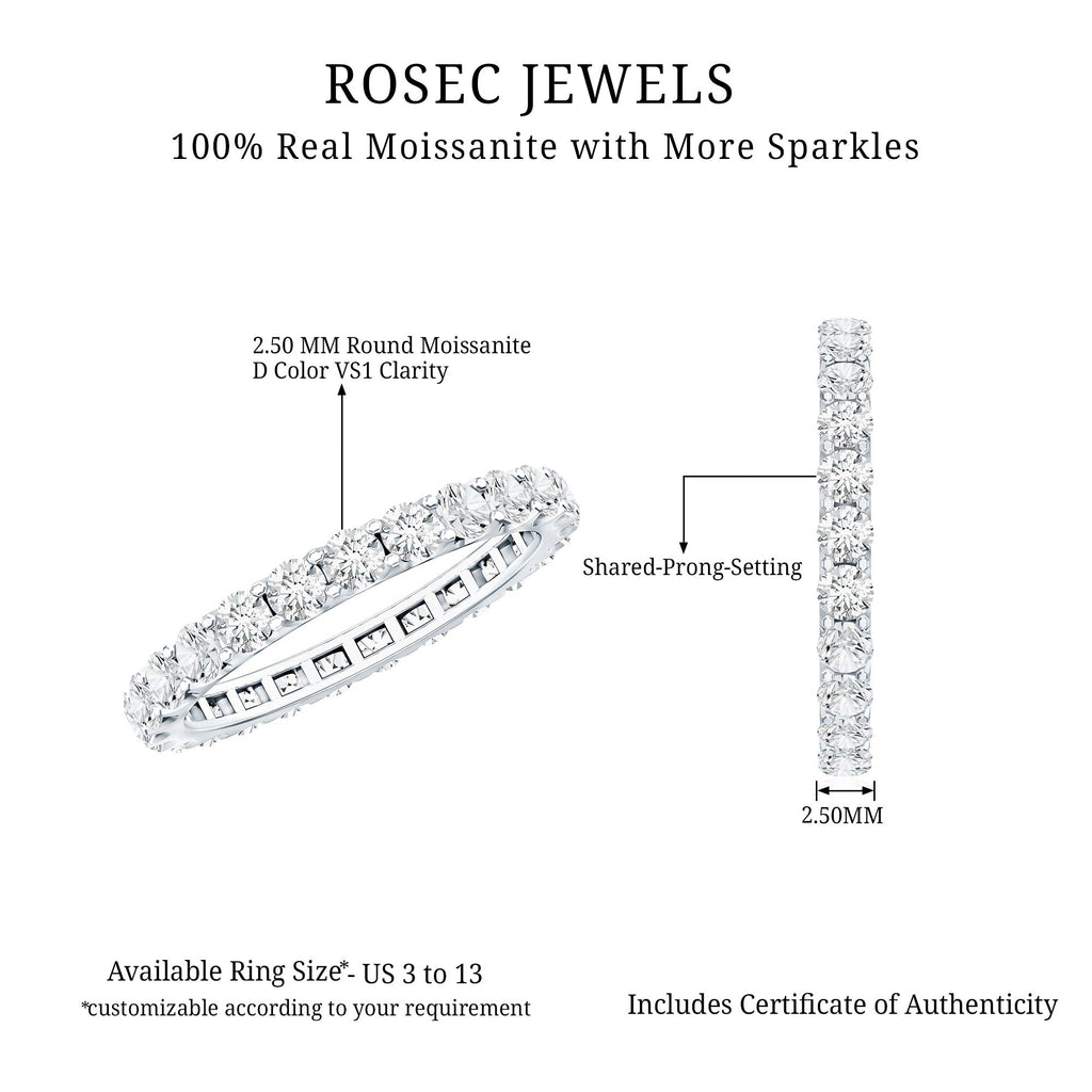 Moissanite Eternity Band – Classic Wedding Band With Round Cut Moissanite & D Color VS1 Clarity