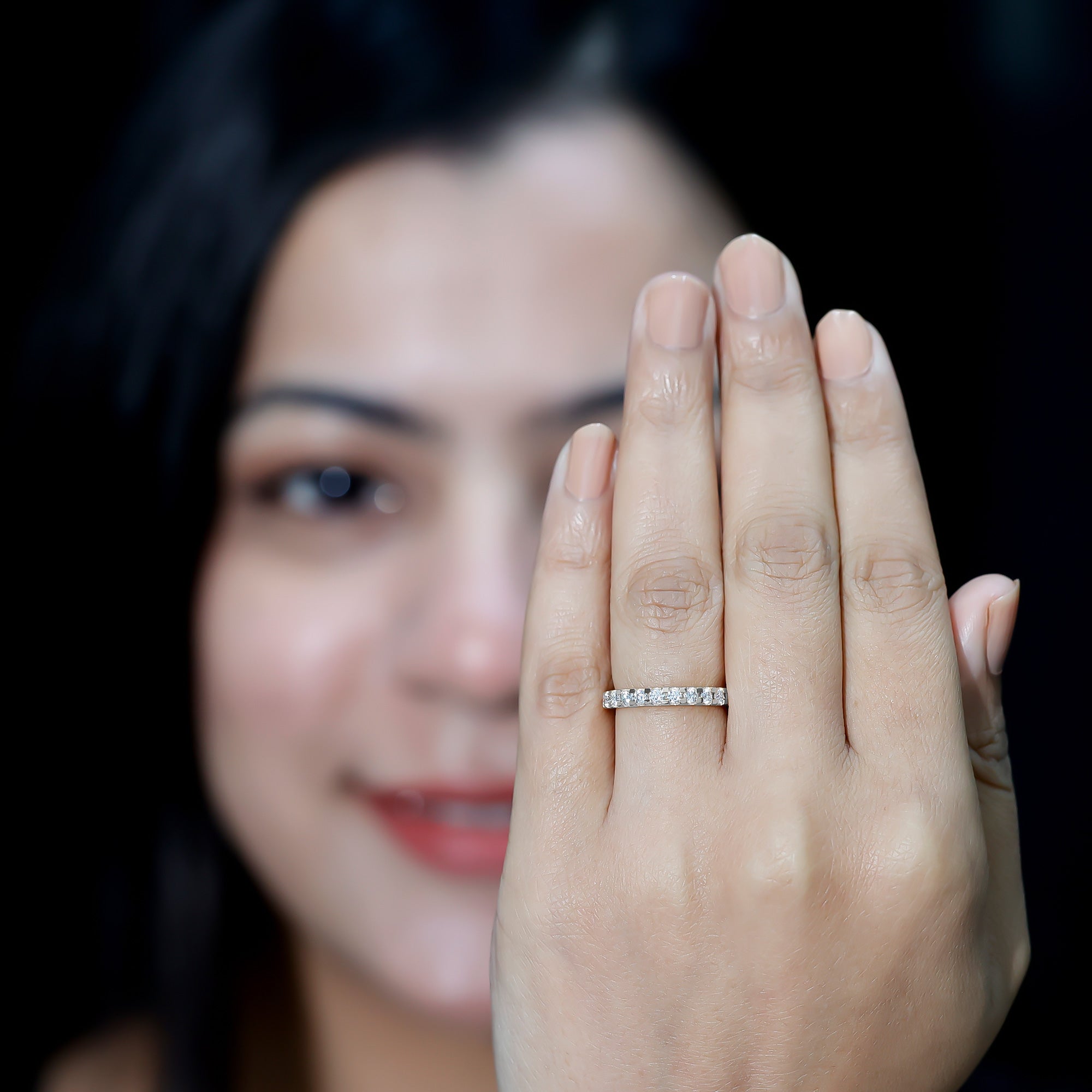 Moissanite Eternity Band – Classic Wedding Band With Round Cut Moissanite & D Color VS1 Clarity