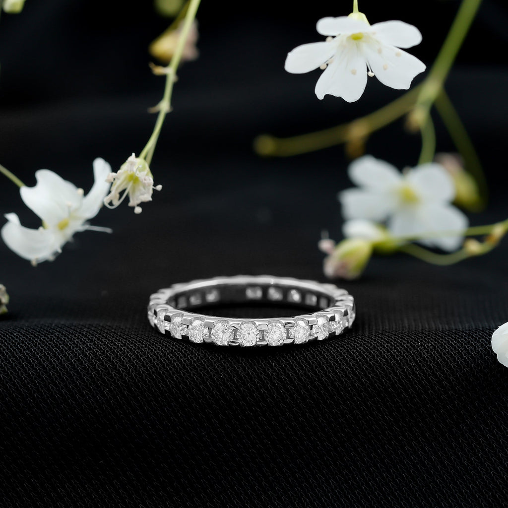 Moissanite Eternity Band – Classic Wedding Band With Round Cut Moissanite & D Color VS1 Clarity