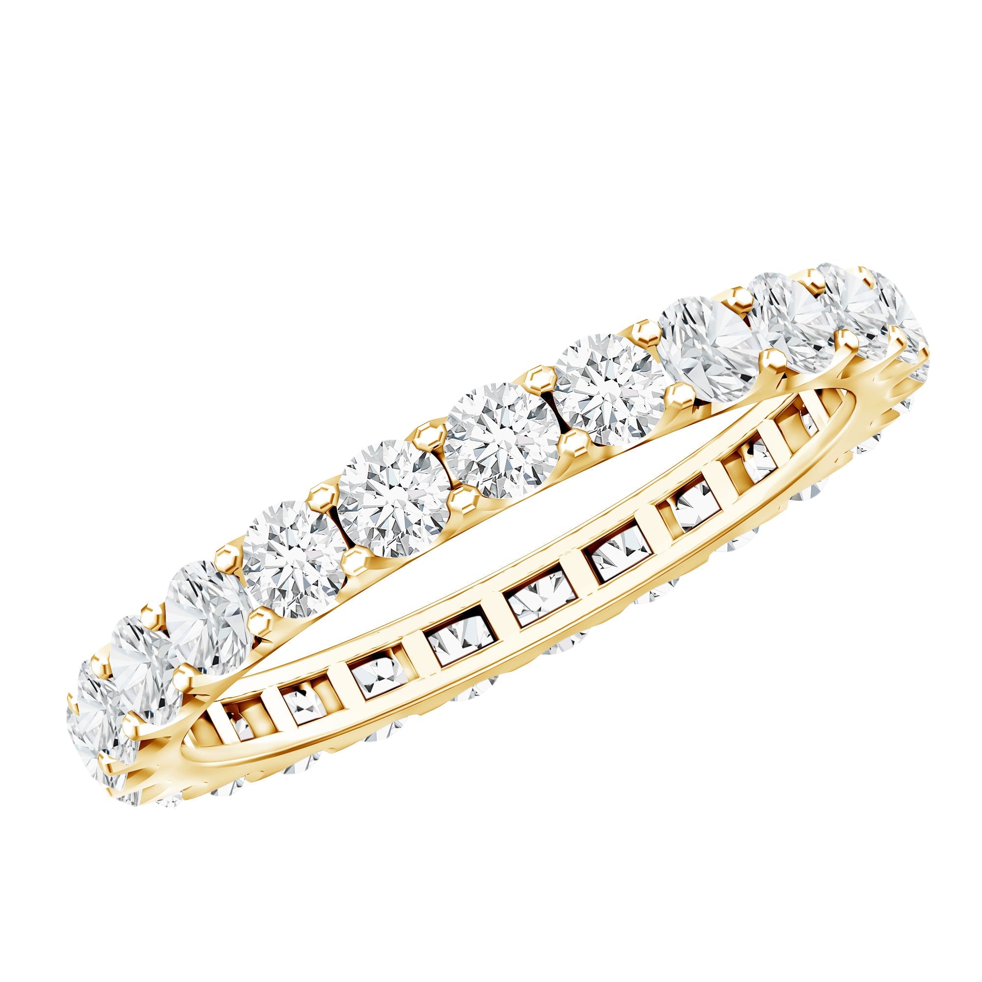 Moissanite Eternity Band – Classic Wedding Band With Round Cut Moissanite & D Color VS1 Clarity