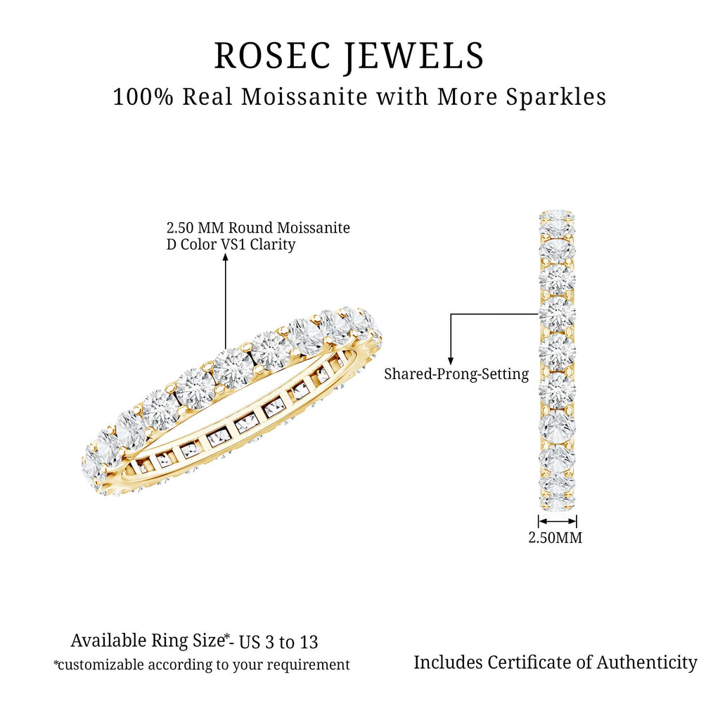 Moissanite Eternity Band – Classic Wedding Band With Round Cut Moissanite & D Color VS1 Clarity