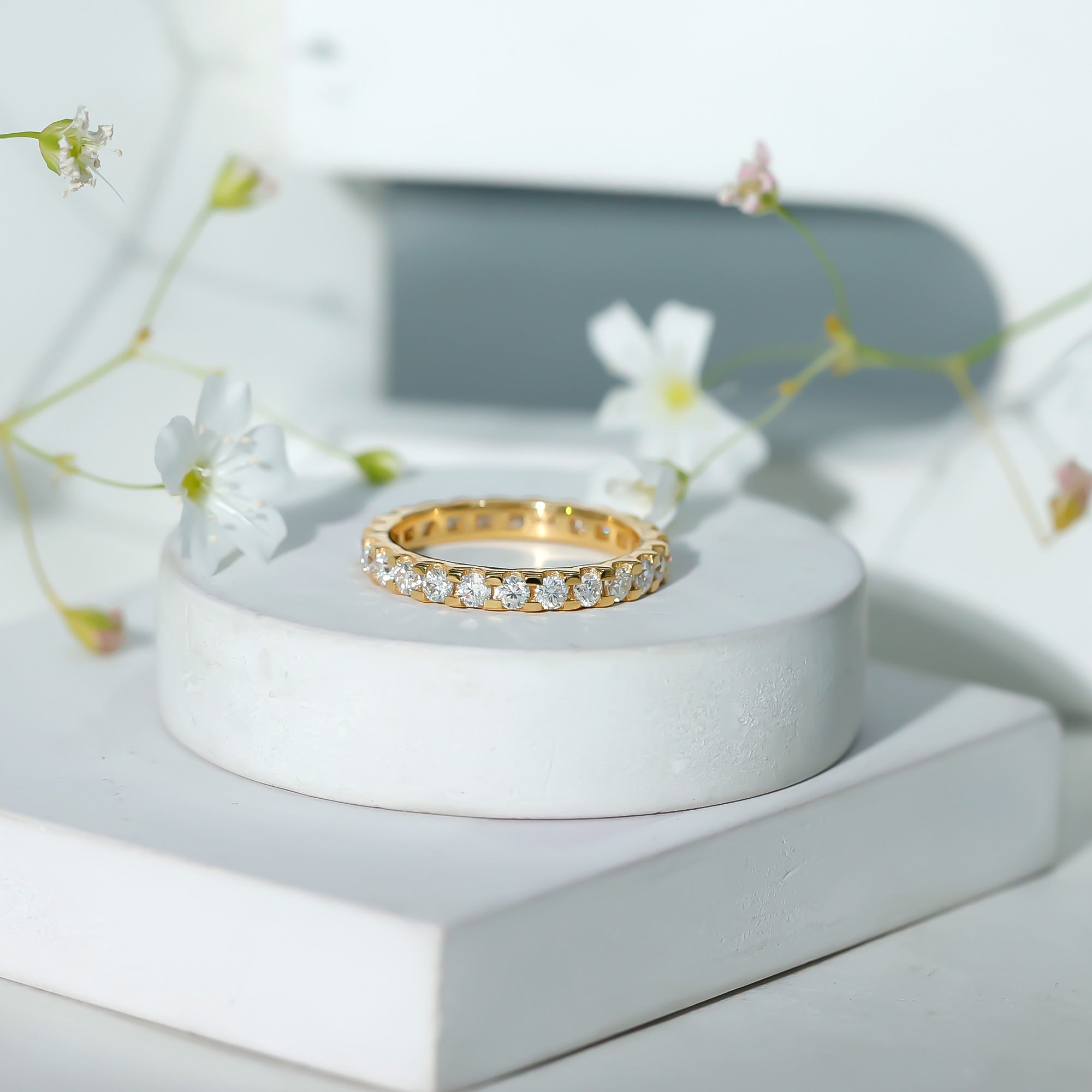 Moissanite Eternity Band – Classic Wedding Band With Round Cut Moissanite & D Color VS1 Clarity