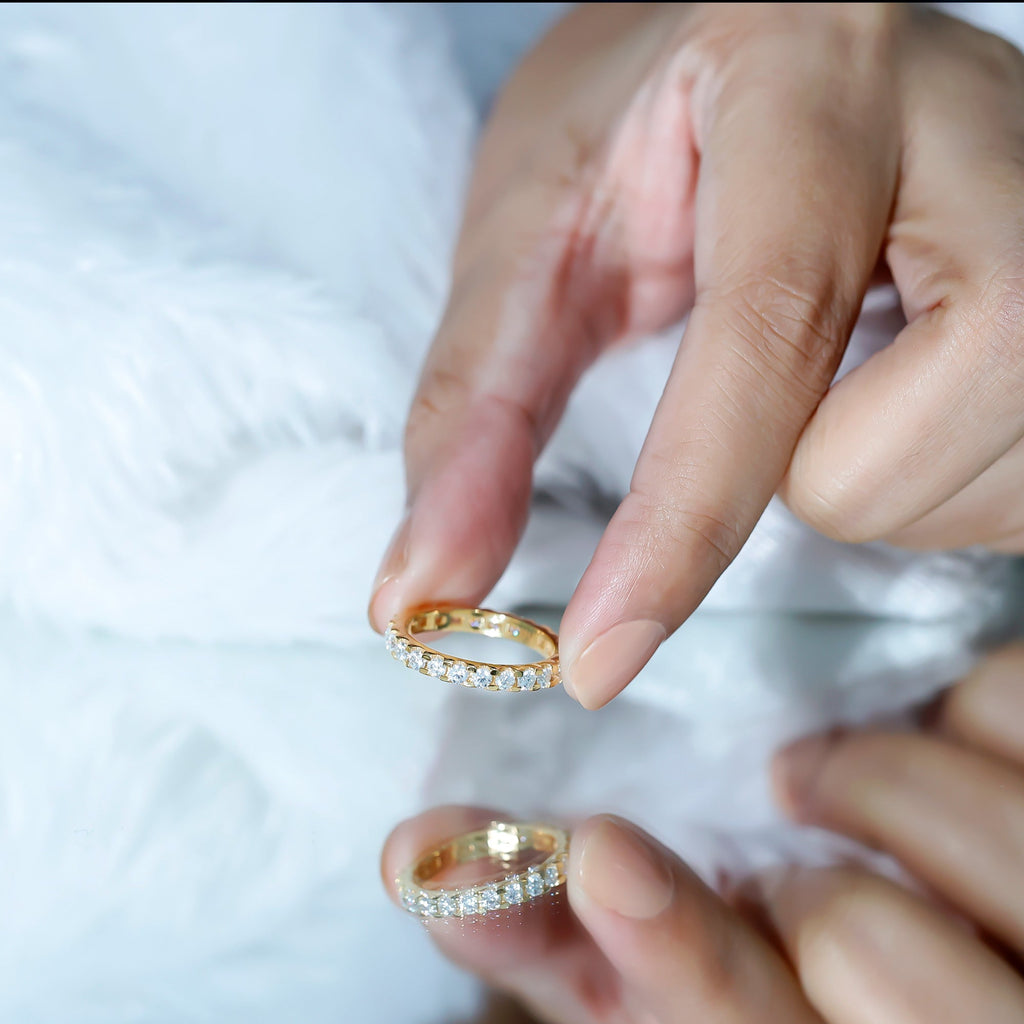 Moissanite Eternity Band – Classic Wedding Band With Round Cut Moissanite & D Color VS1 Clarity