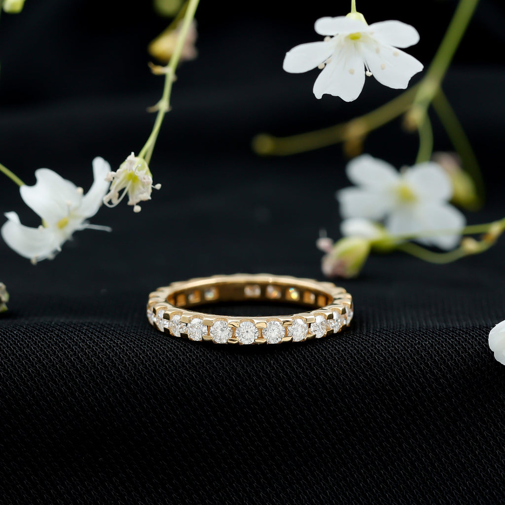 Moissanite Eternity Band – Classic Wedding Band With Round Cut Moissanite & D Color VS1 Clarity
