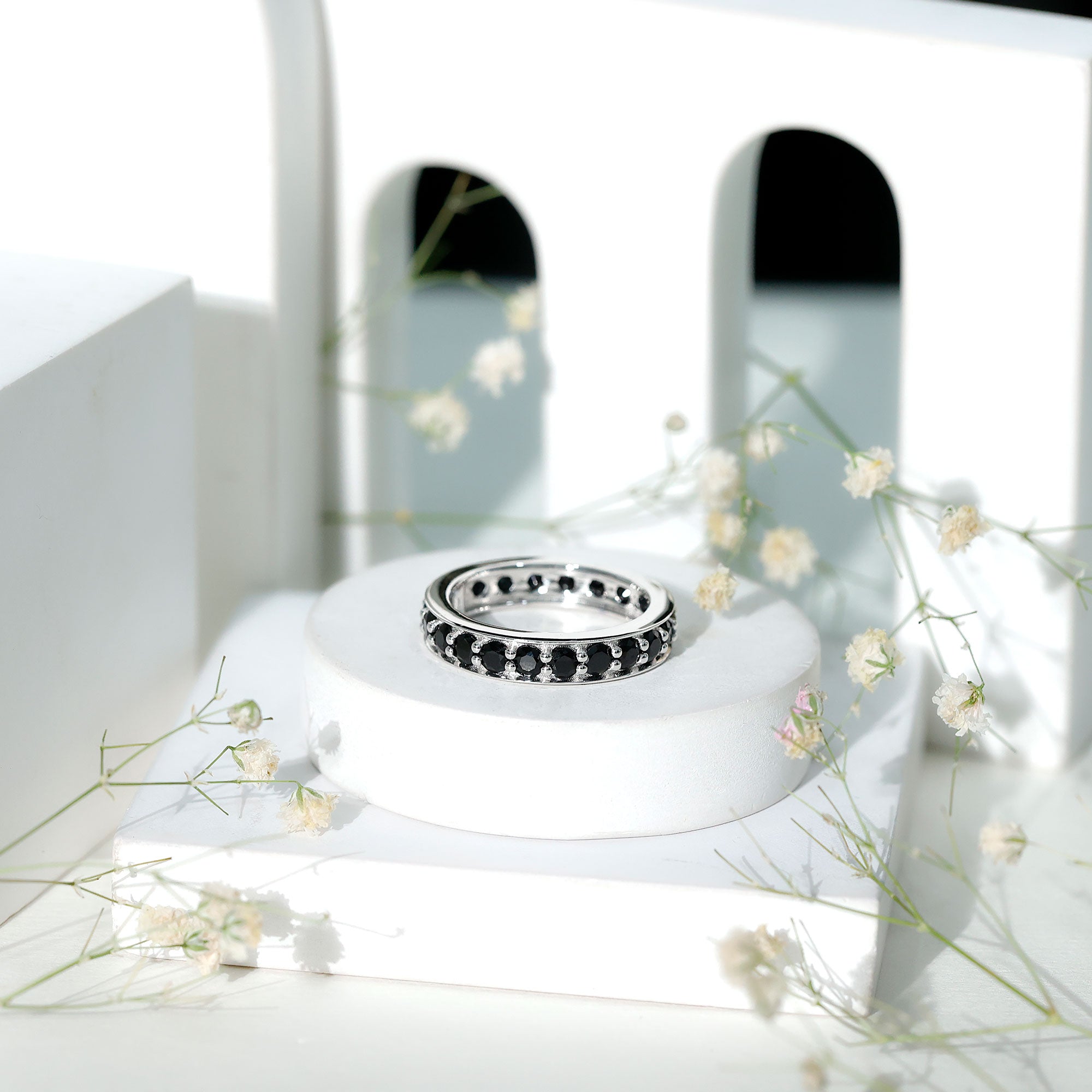 Black Spinel Eternity Band Ring