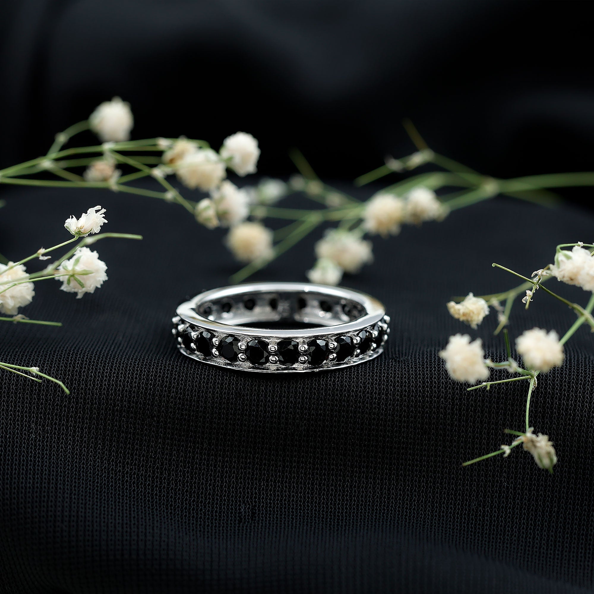 Black Spinel Eternity Band Ring