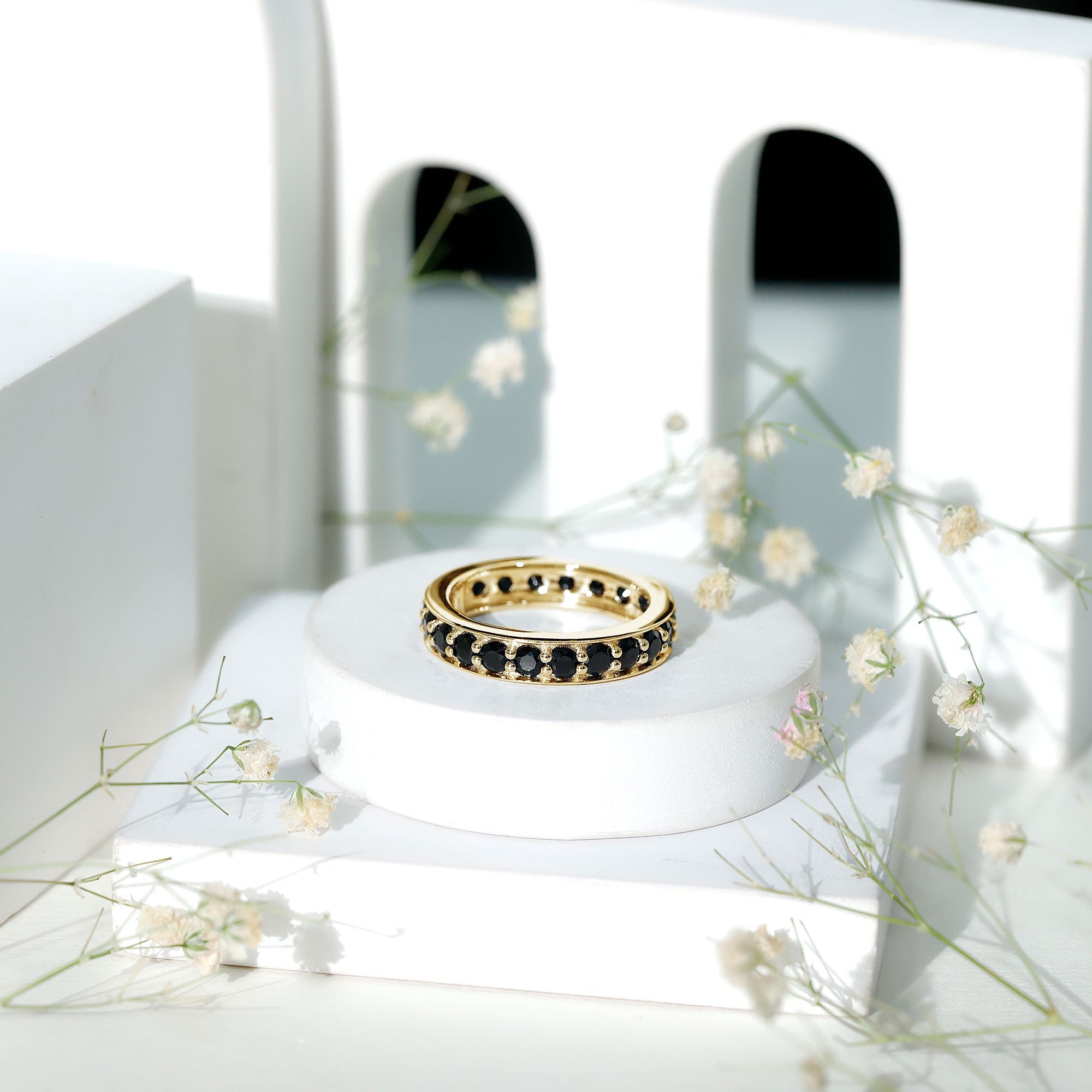 Black Spinel Eternity Band Ring