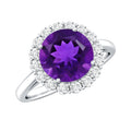 Certified Natural 2 Carat Amethyst Engagement Ring with Moissanite Halo