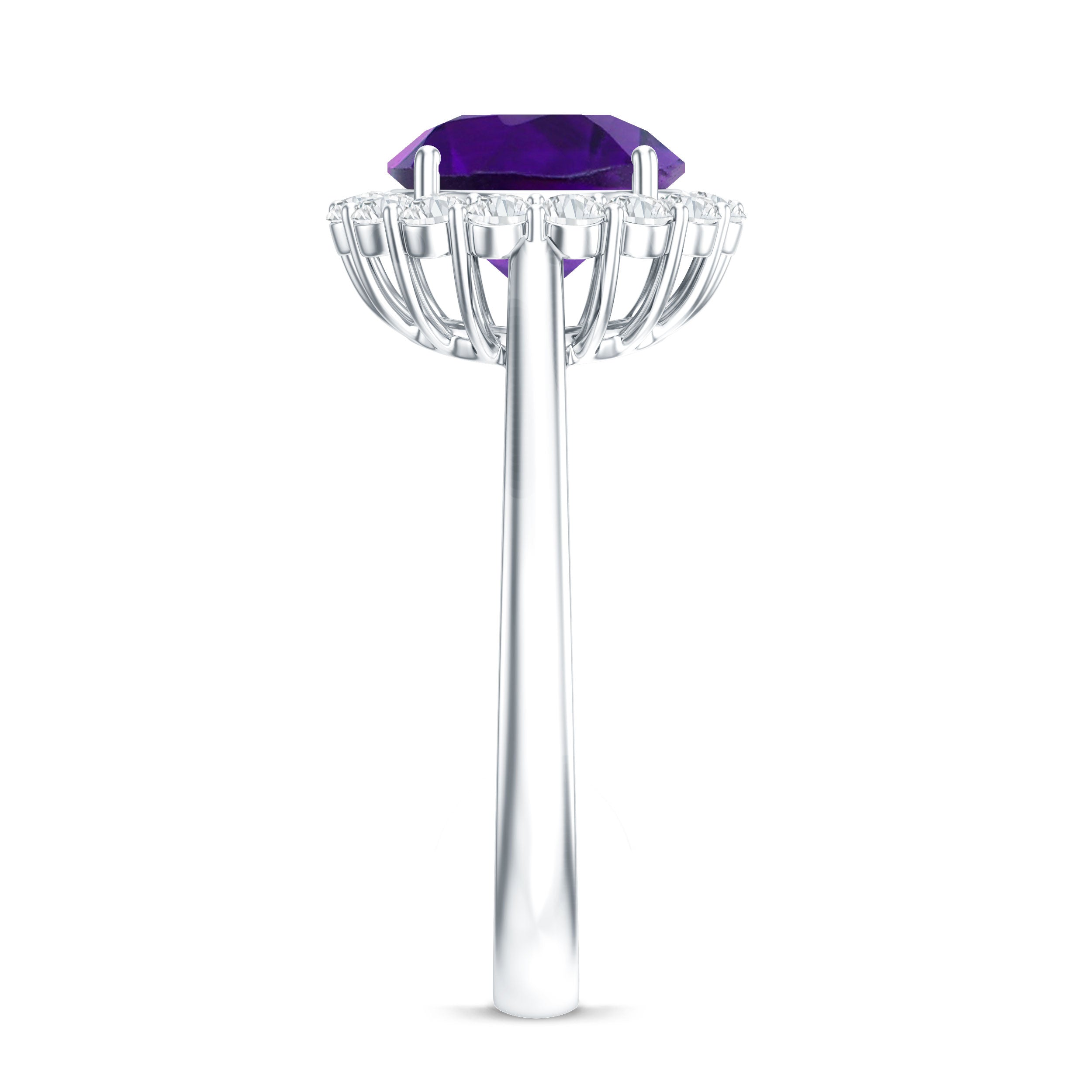 Certified Natural 2 Carat Amethyst Engagement Ring with Moissanite Halo