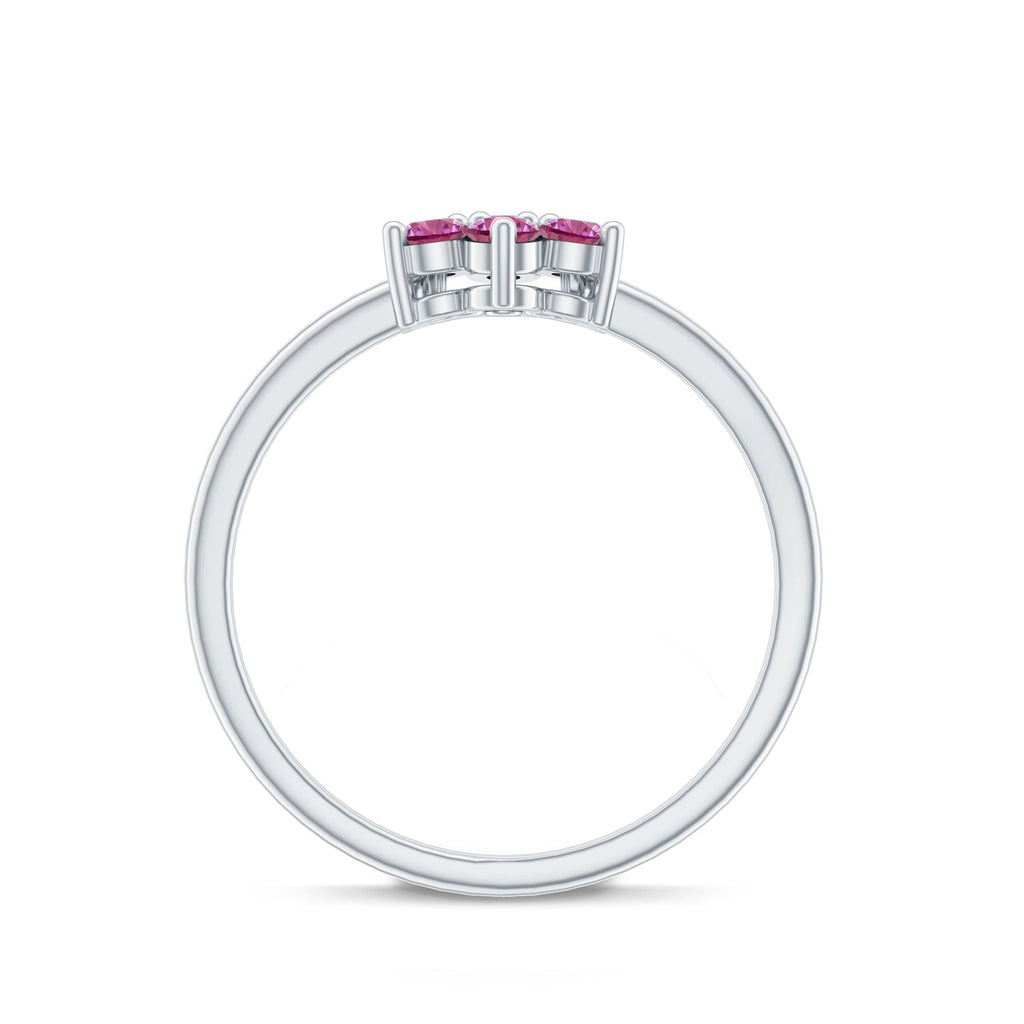Pink Tourmaline Ring – AAA Flower Cluster Promise Ring in Rose Gold Finish