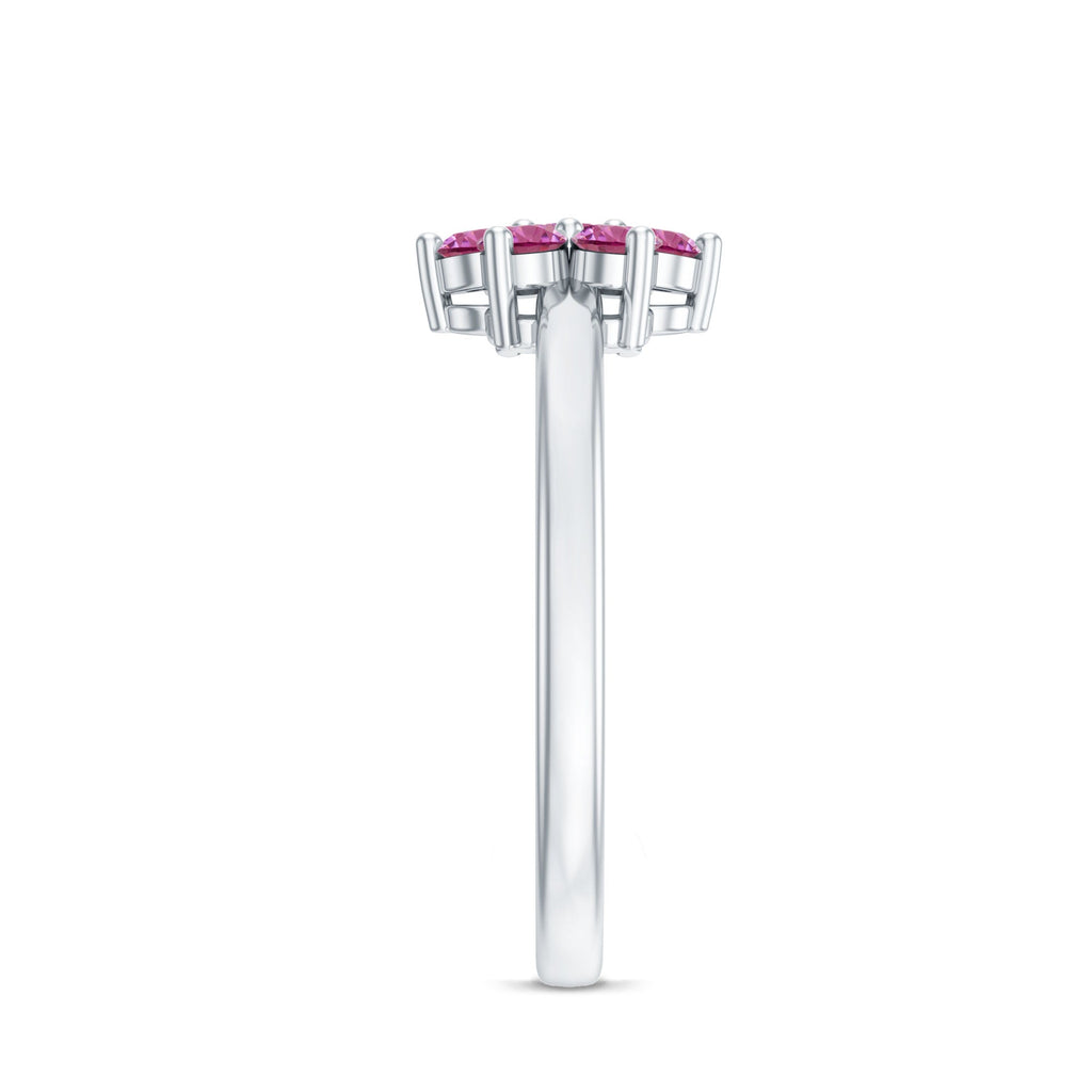 Pink Tourmaline Ring – AAA Flower Cluster Promise Ring in Rose Gold Finish