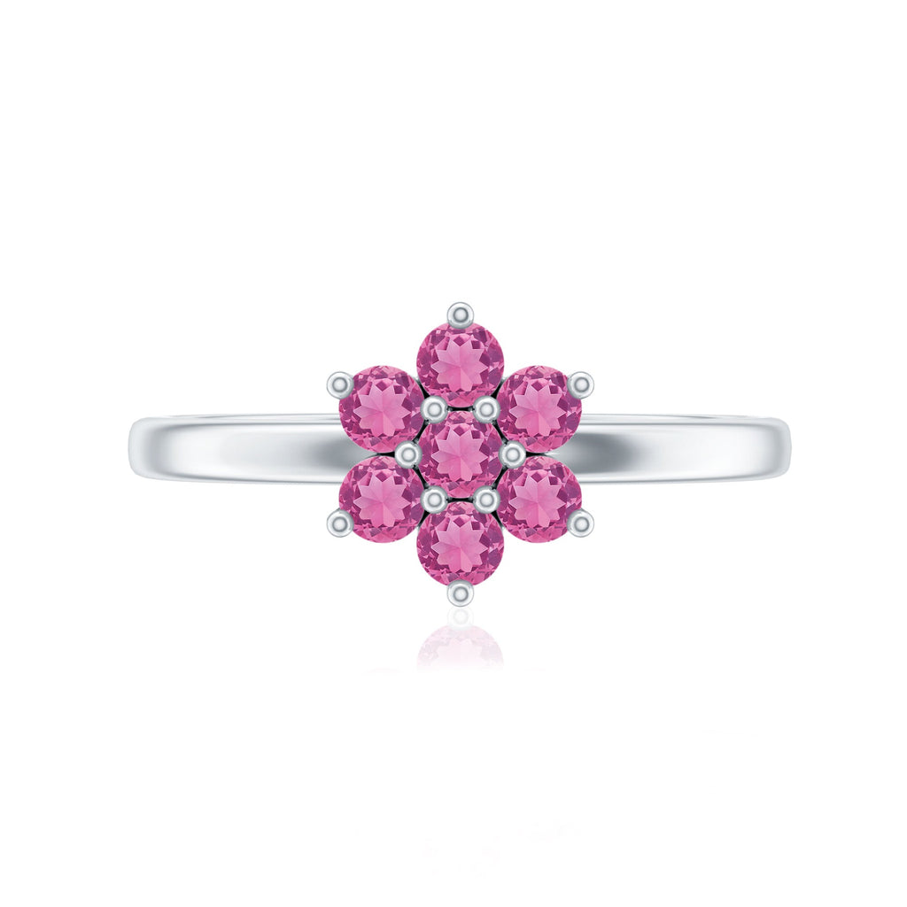 Pink Tourmaline Ring – AAA Flower Cluster Promise Ring in Rose Gold Finish