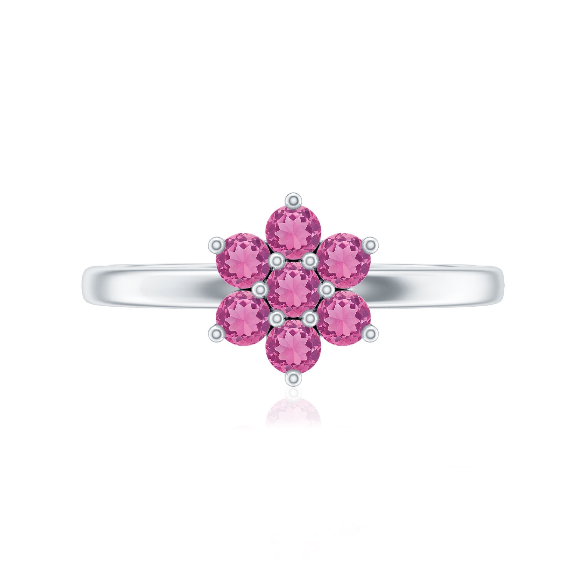 Pink Tourmaline Ring – AAA Flower Cluster Promise Ring in Rose Gold Finish