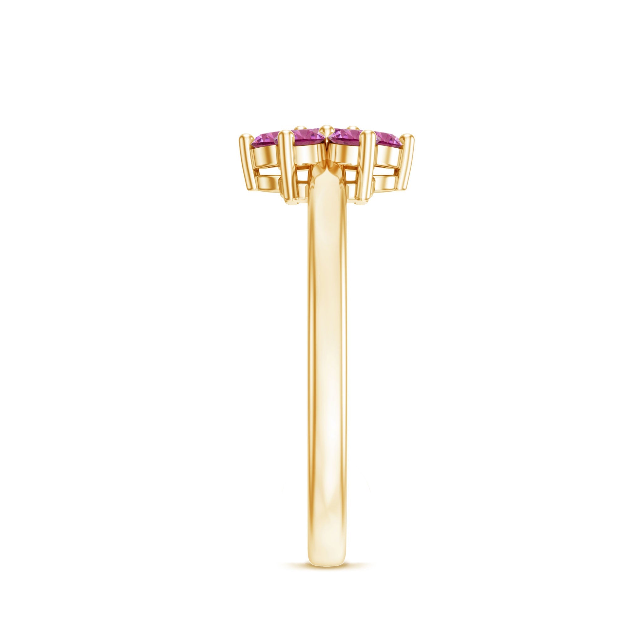 Pink Tourmaline Ring – AAA Flower Cluster Promise Ring in Rose Gold Finish