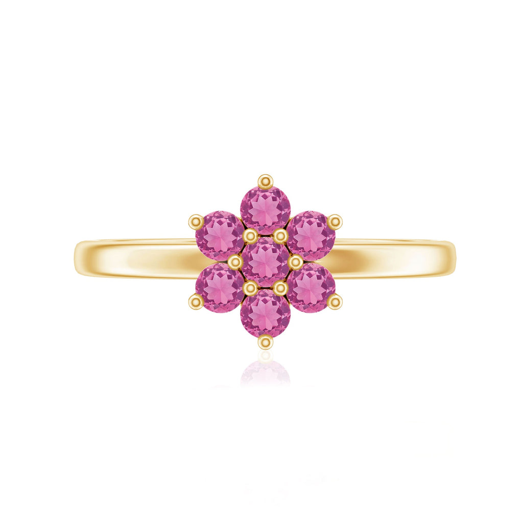 Pink Tourmaline Ring – AAA Flower Cluster Promise Ring in Rose Gold Finish