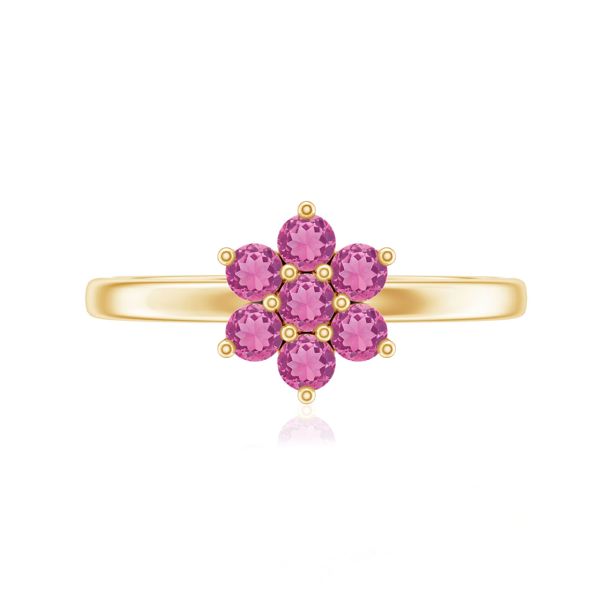 Pink Tourmaline Ring – AAA Flower Cluster Promise Ring in Rose Gold Finish