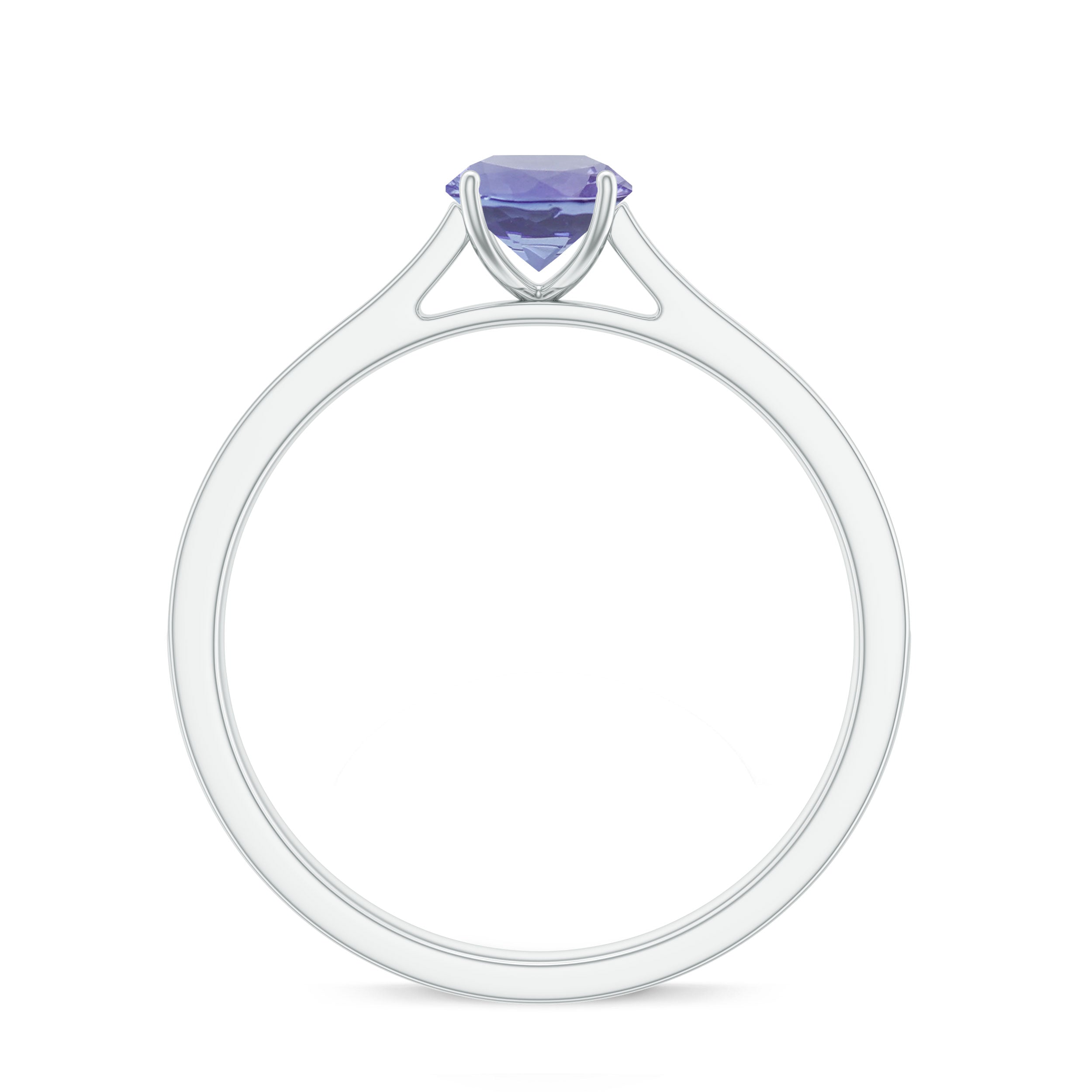 Natural Tanzanite Ring – Solitaire Engagement Ring with Diamond Accents | AAA Quality Blue Violet Gemstone
