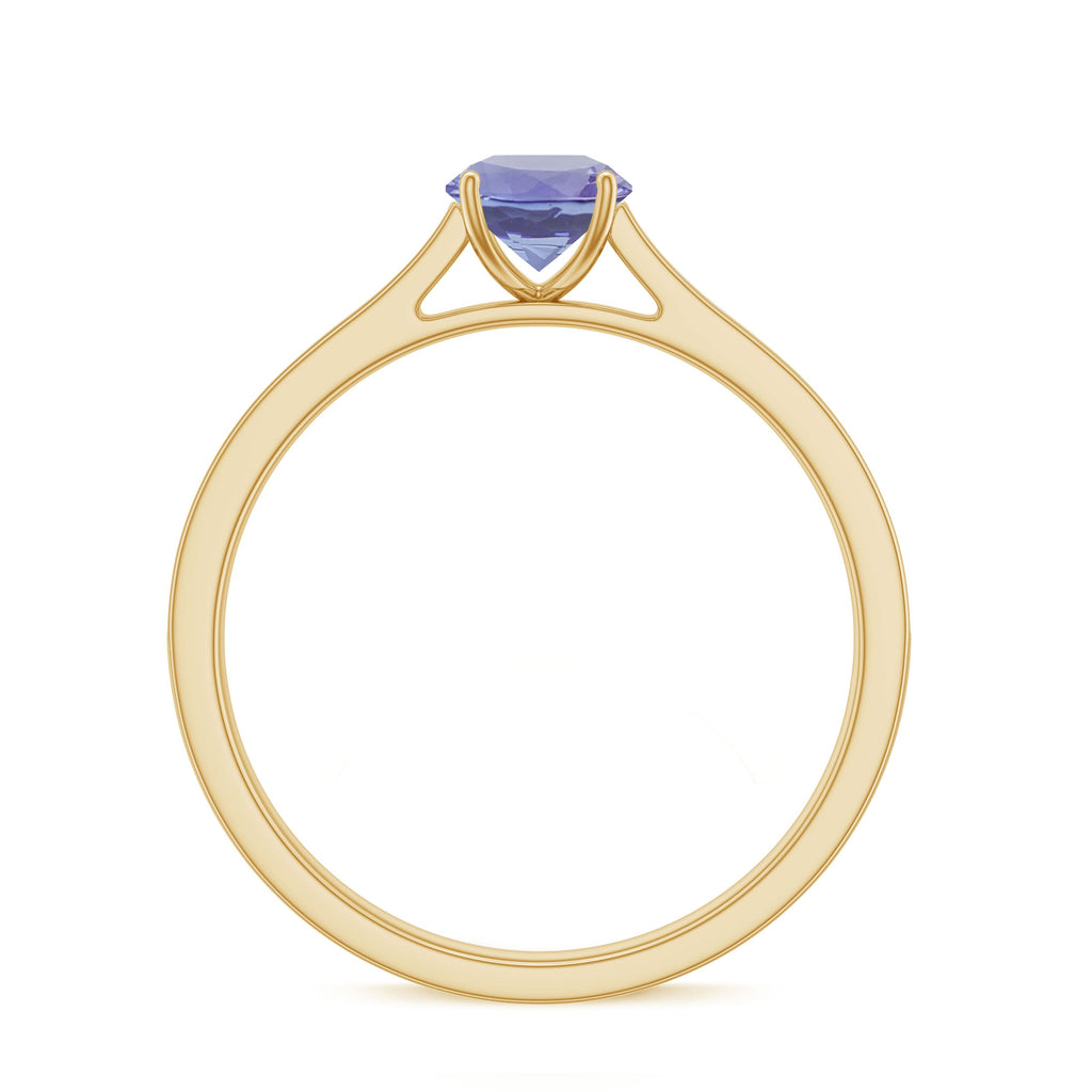 Natural Tanzanite Ring – Solitaire Engagement Ring with Diamond Accents | AAA Quality Blue Violet Gemstone