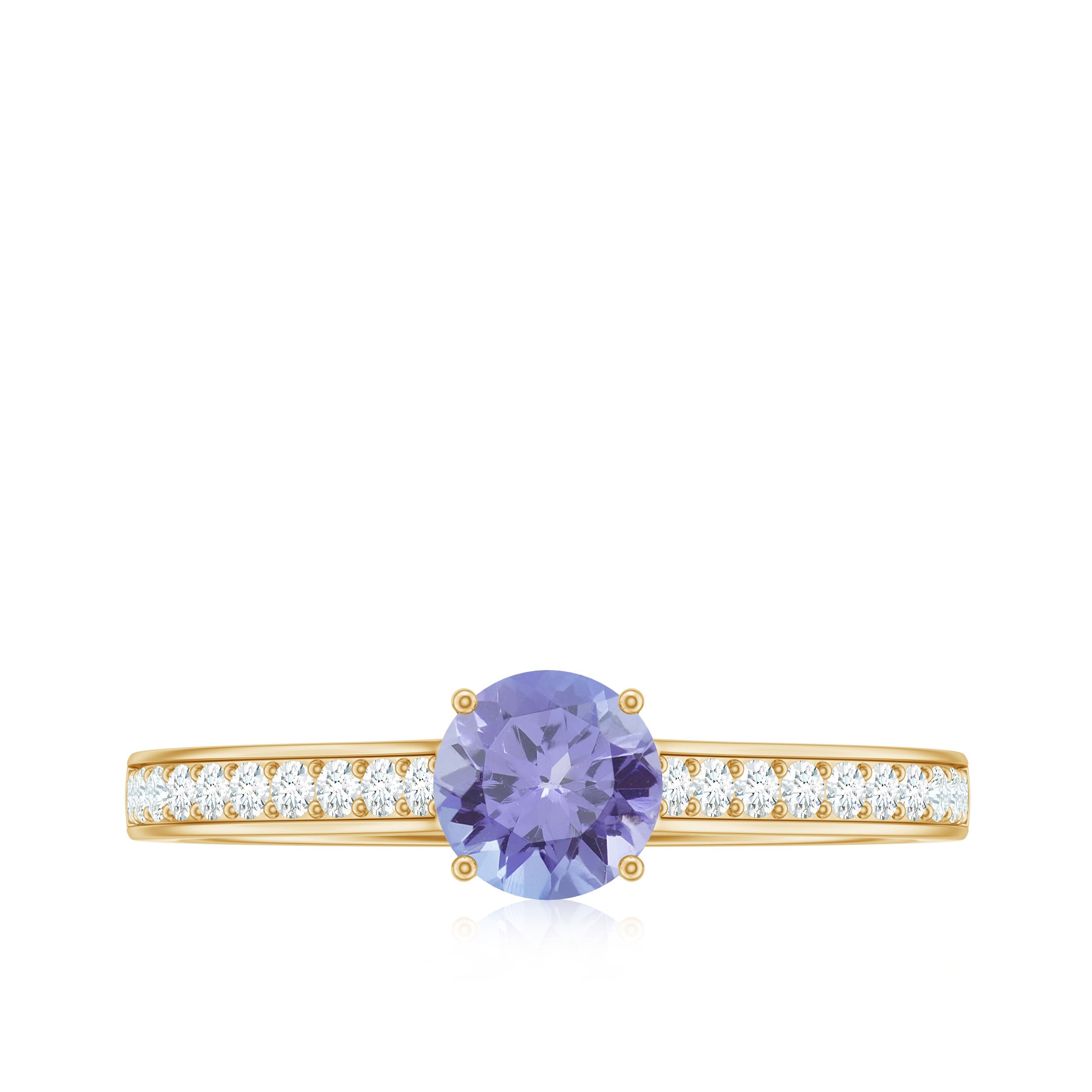 Natural Tanzanite Ring – Solitaire Engagement Ring with Diamond Accents | AAA Quality Blue Violet Gemstone
