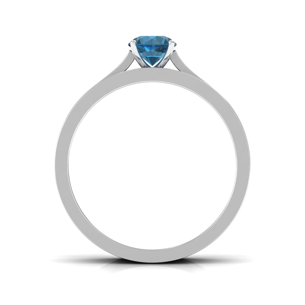 0.6 Carat London Blue Topaz Classic Engagement Ring with Diamond Wedding band