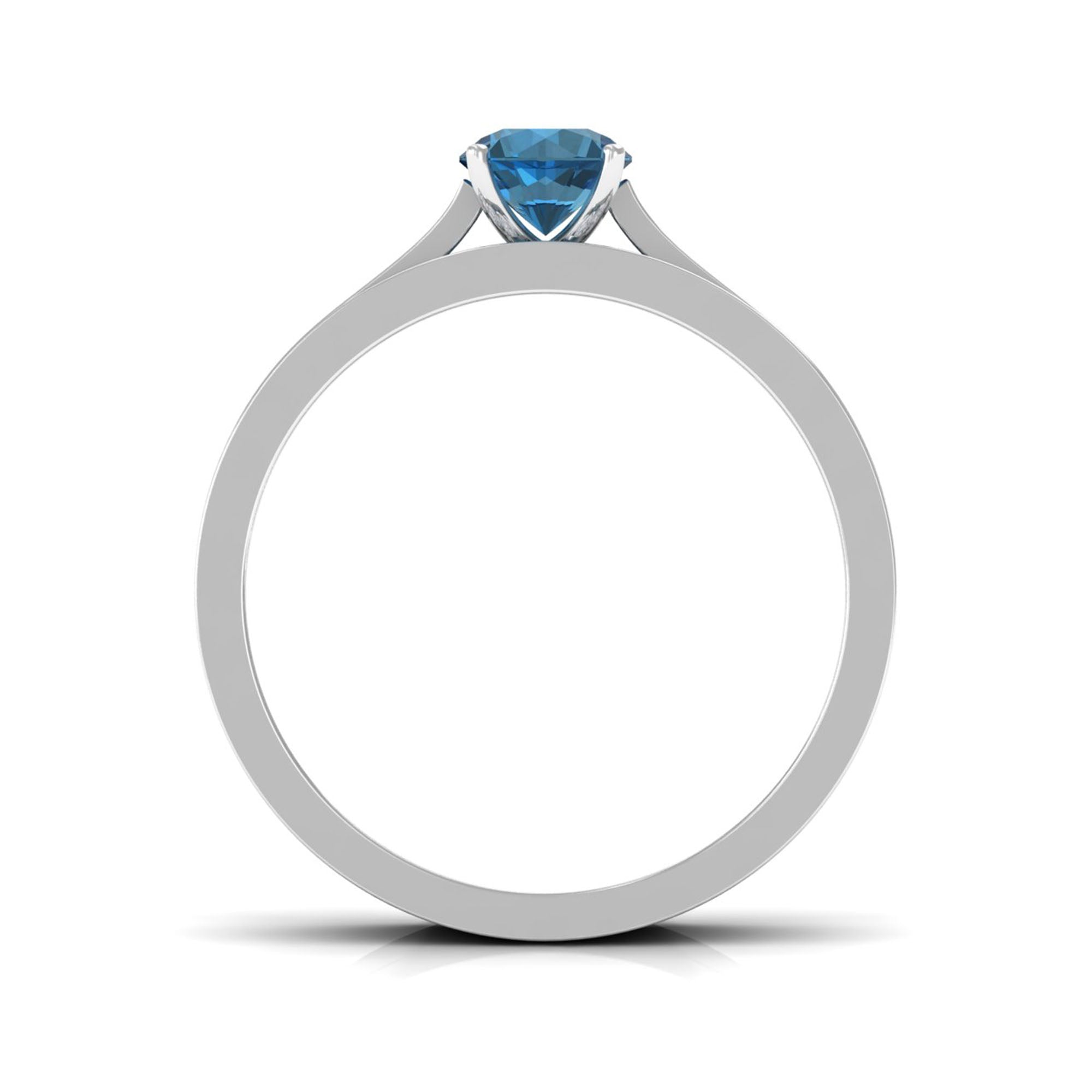 0.6 Carat London Blue Topaz Classic Engagement Ring with Diamond Wedding band