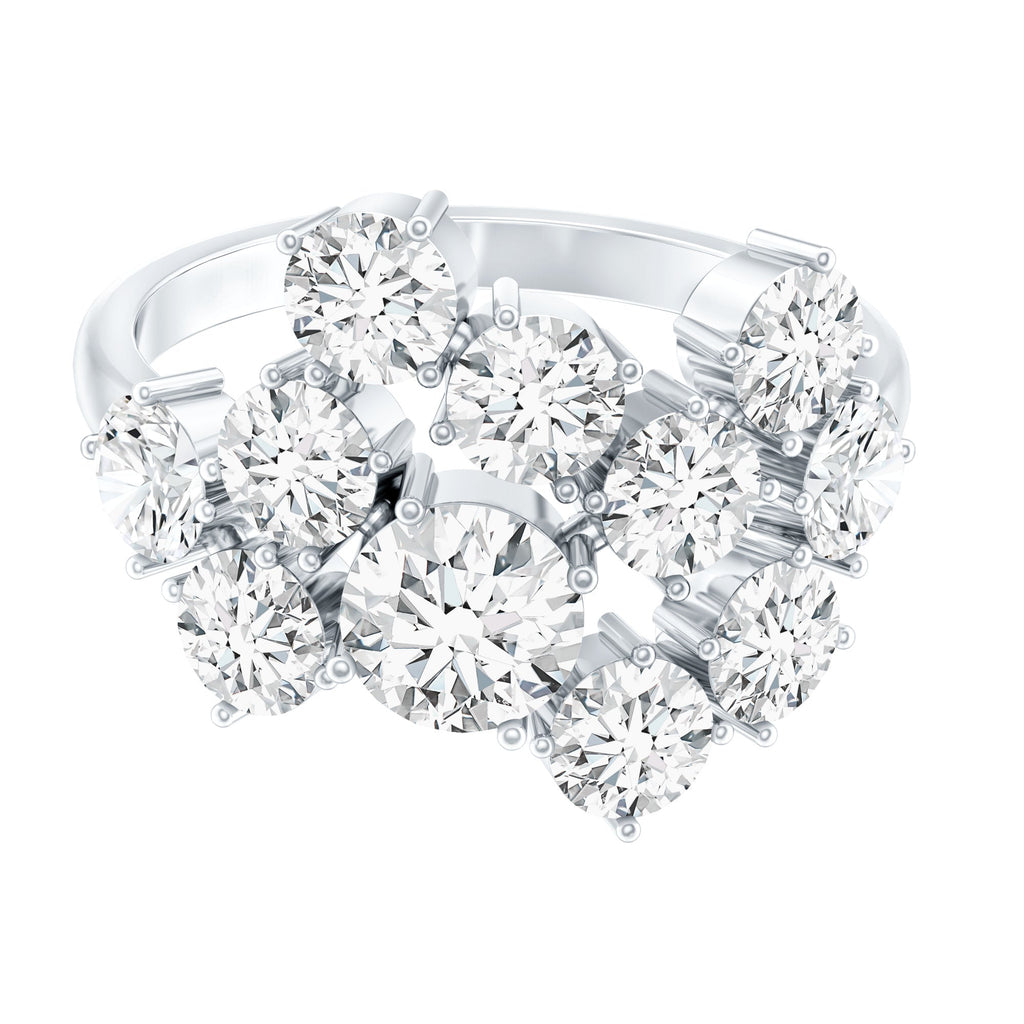 Certified Moissanite Cluster Statement Ring in Silver