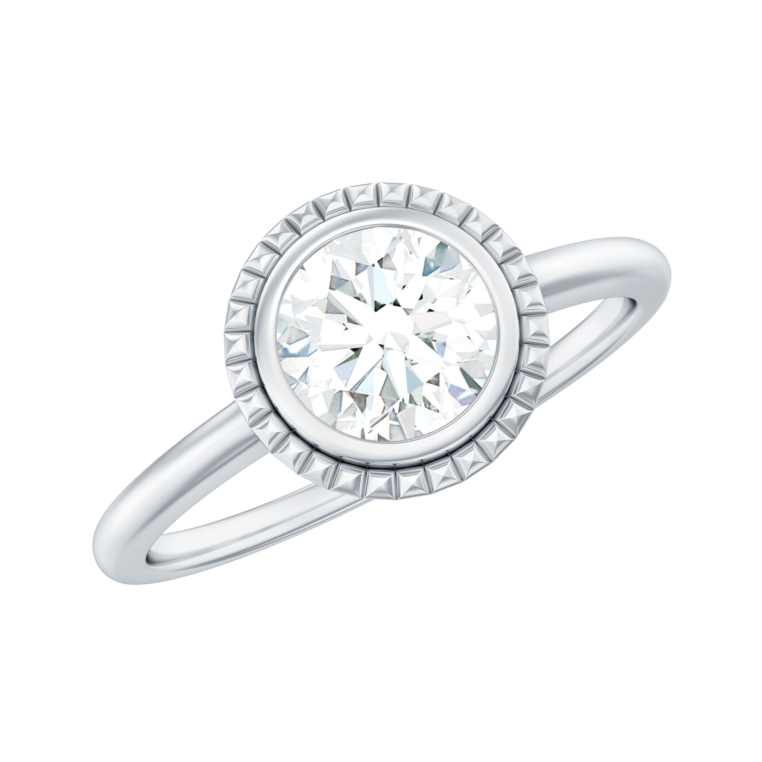 Moissanite Engagement Ring – 6mm Round Cut Solitaire in Bezel Setting