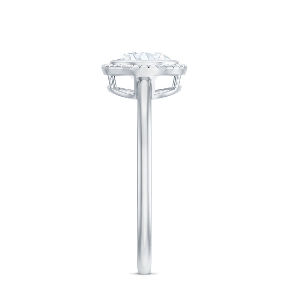 Moissanite Engagement Ring – 6mm Round Cut Solitaire in Bezel Setting