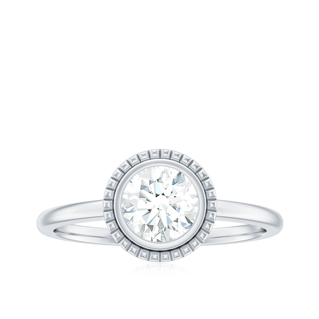 Moissanite Engagement Ring – 6mm Round Cut Solitaire in Bezel Setting