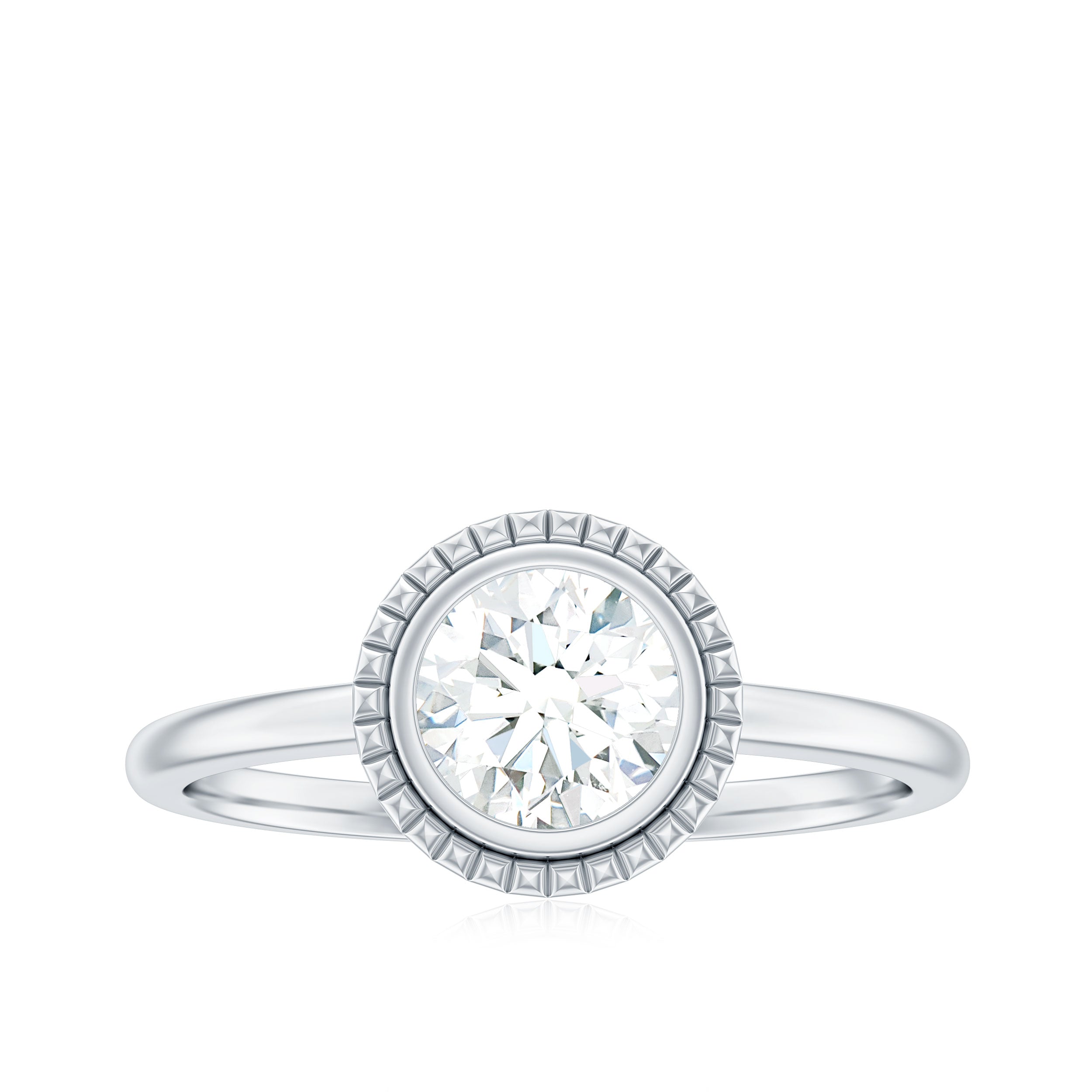 Moissanite Engagement Ring – 6mm Round Cut Solitaire in Bezel Setting
