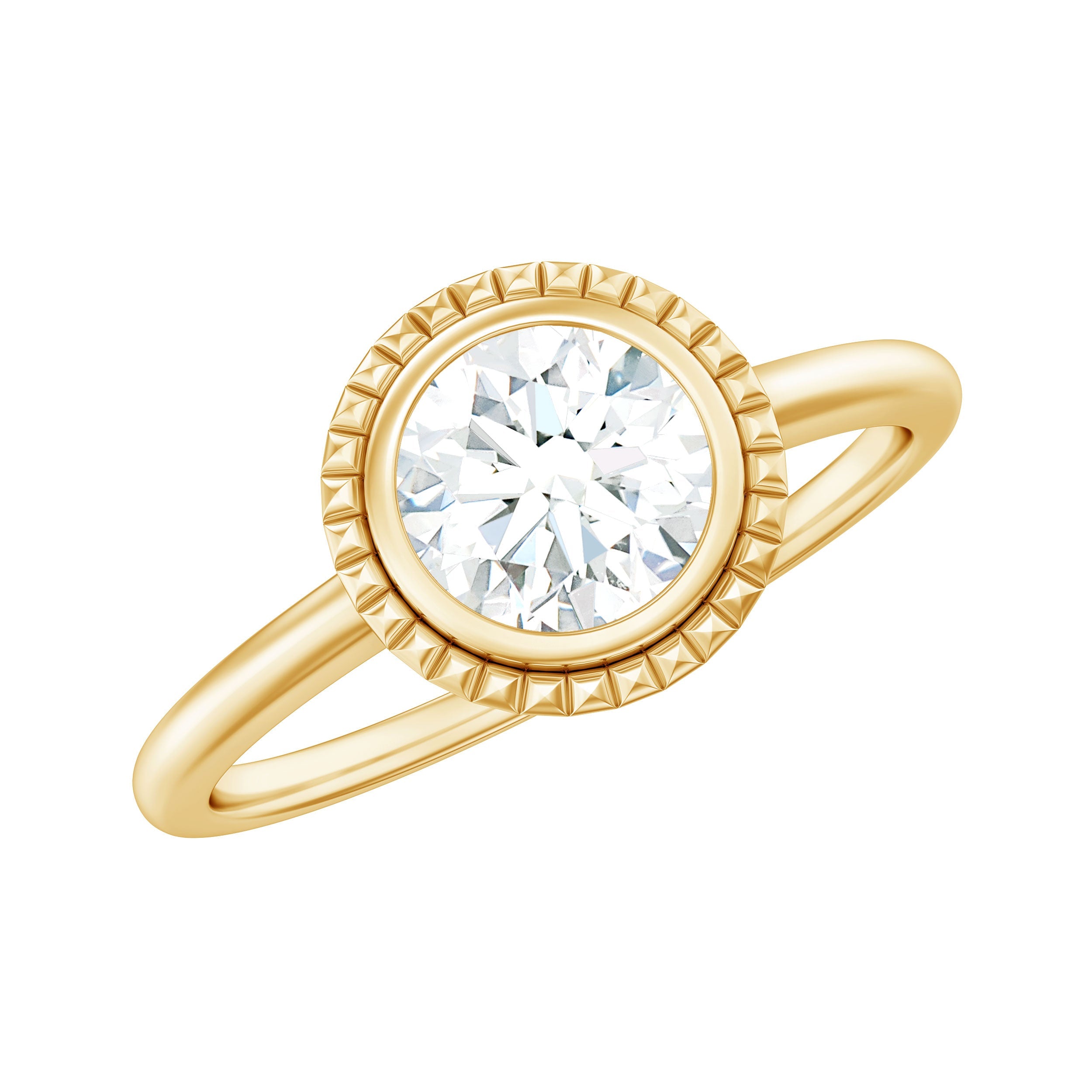 Moissanite Engagement Ring – 6mm Round Cut Solitaire in Bezel Setting