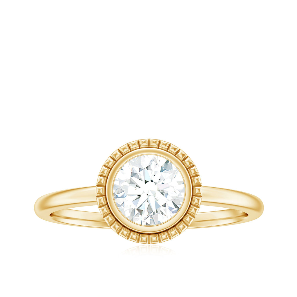 Moissanite Engagement Ring – 6mm Round Cut Solitaire in Bezel Setting