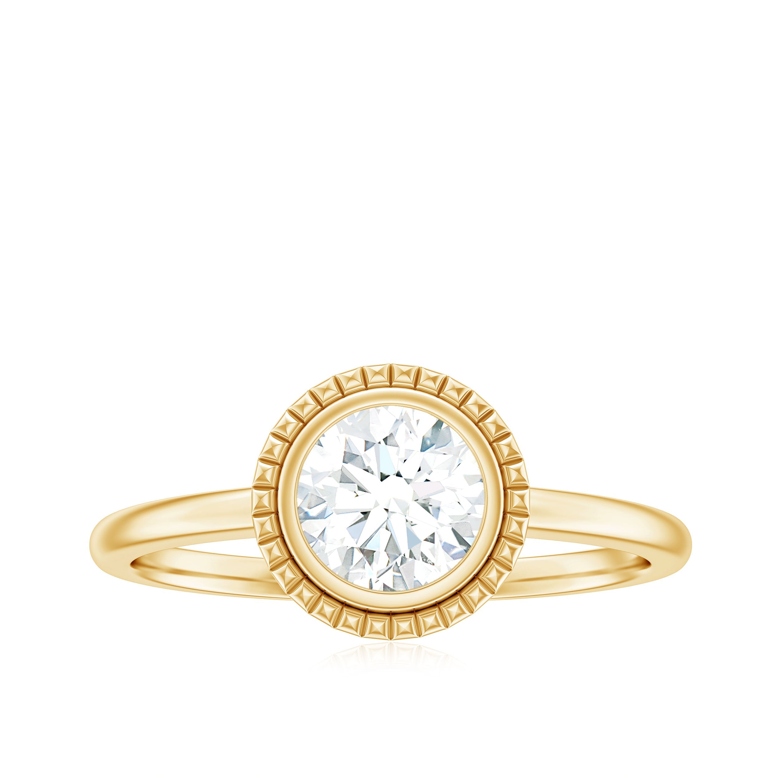 Moissanite Engagement Ring – 6mm Round Cut Solitaire in Bezel Setting