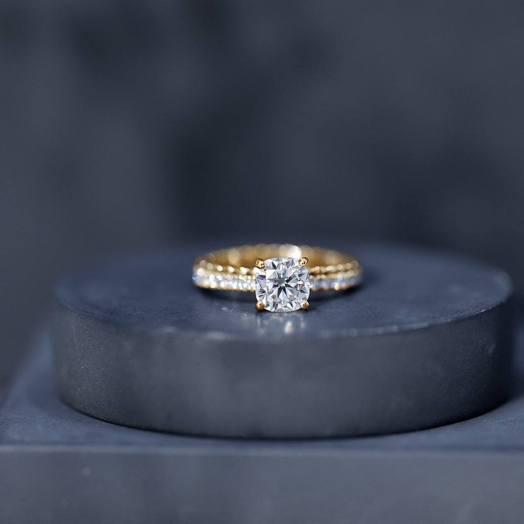 6mm Certified Cushion Cut Moissanite Solitaire Engagement Ring