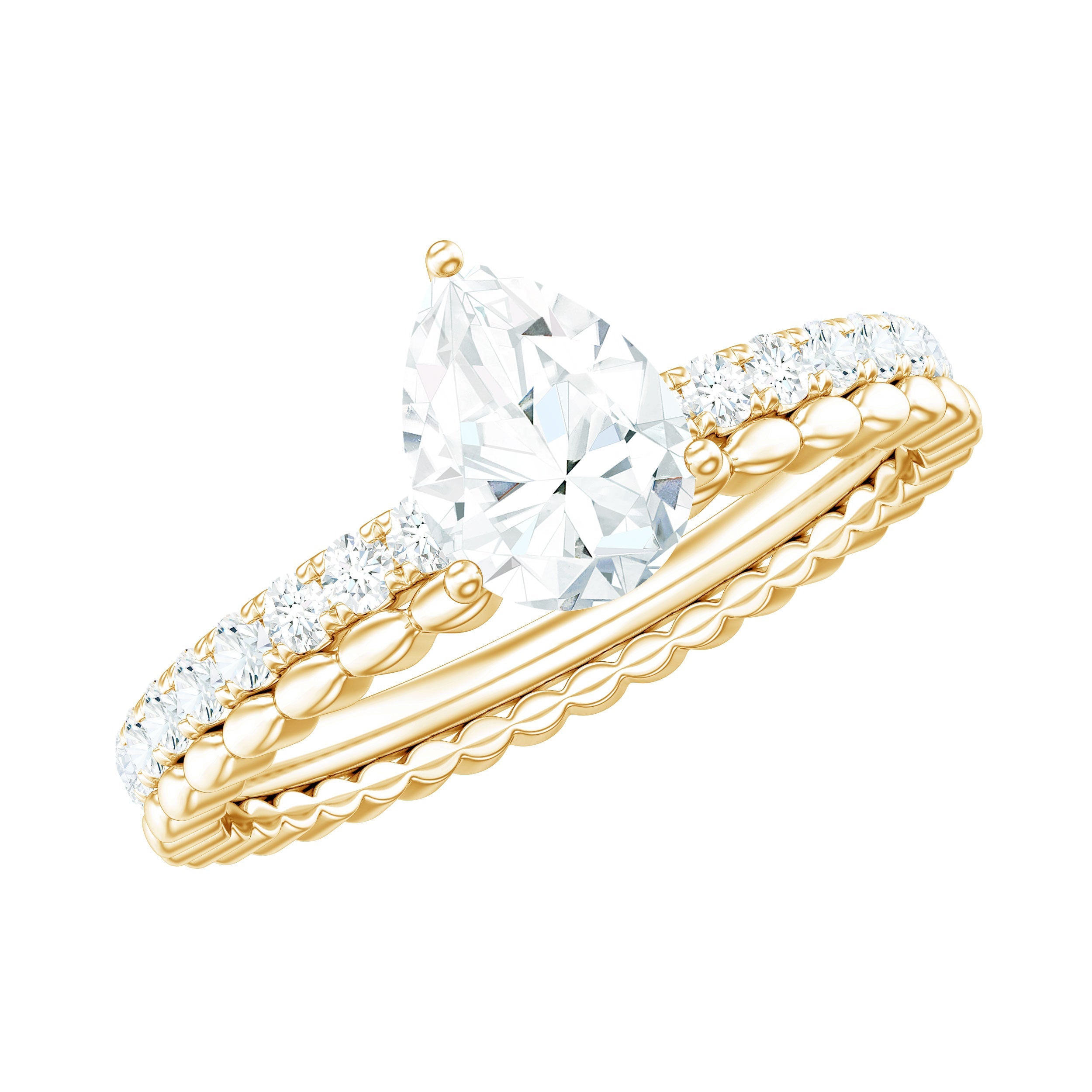 0.7 Carat Pear Cut Moissanite Solitaire Engagement Ring