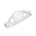 6mm Cushion Cut Moissanite Halo Engagement Ring with Crossover Shank
