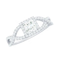 Moissanite 4mm Square Cut Engagement Ring with Crossover Shank