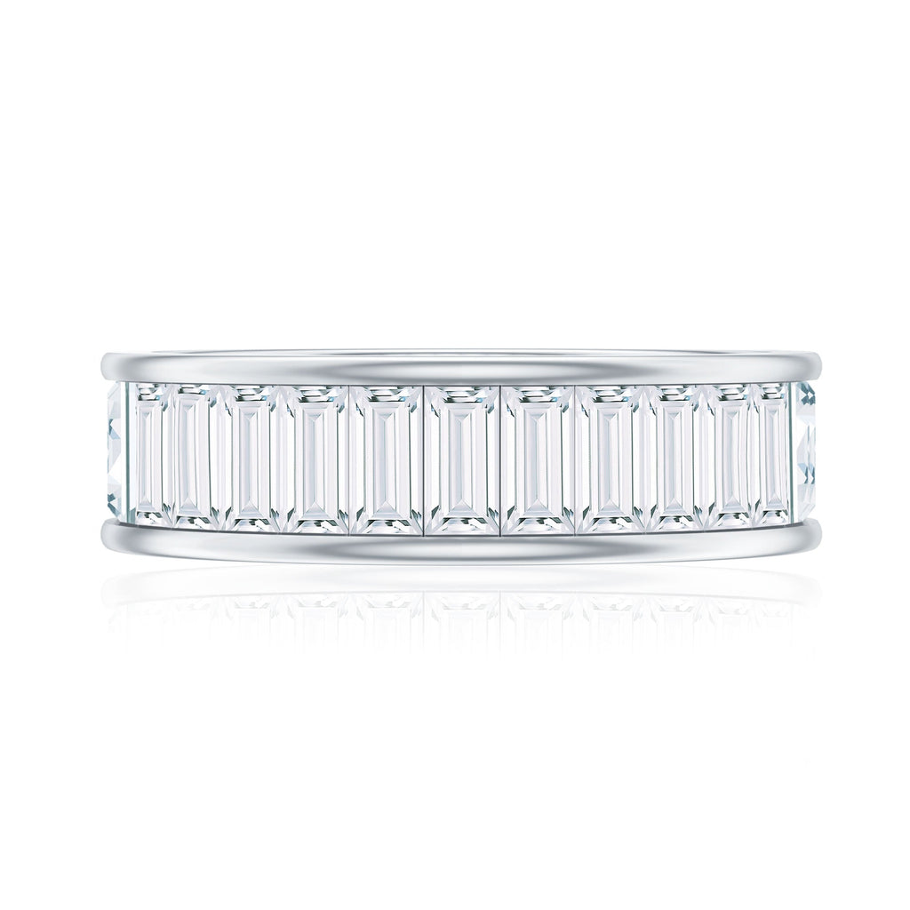 Baguette Cut Moissanite Wedding Band Channel Setting