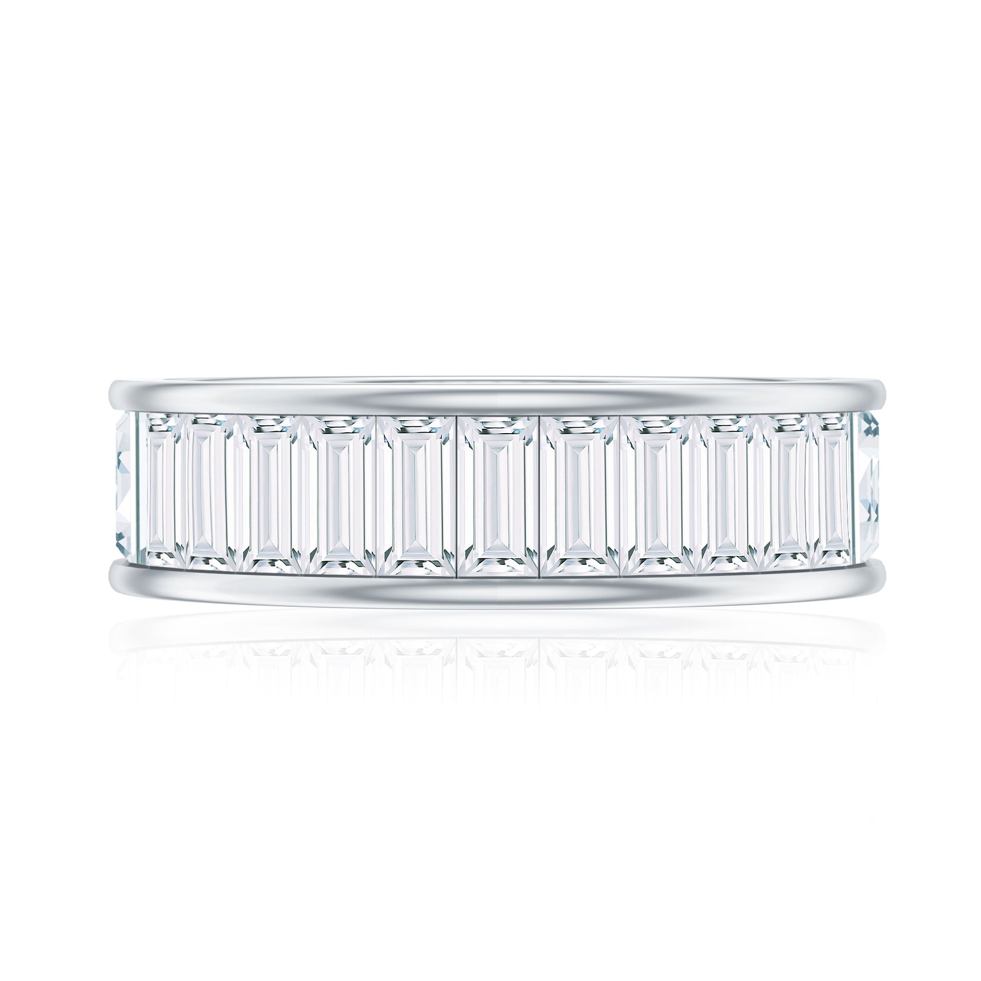Baguette Cut Moissanite Wedding Band Channel Setting