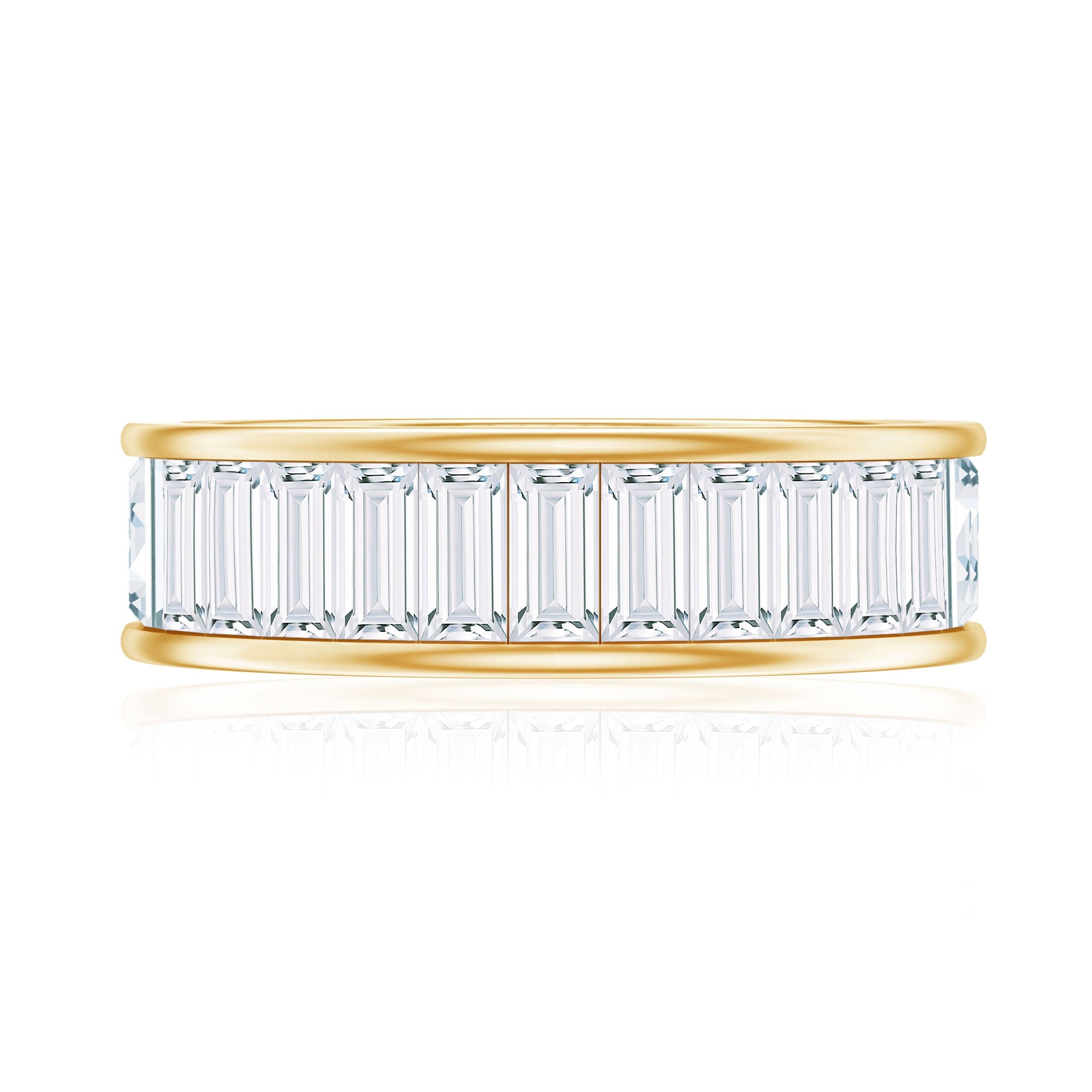 Baguette Cut Moissanite Wedding Band Channel Setting