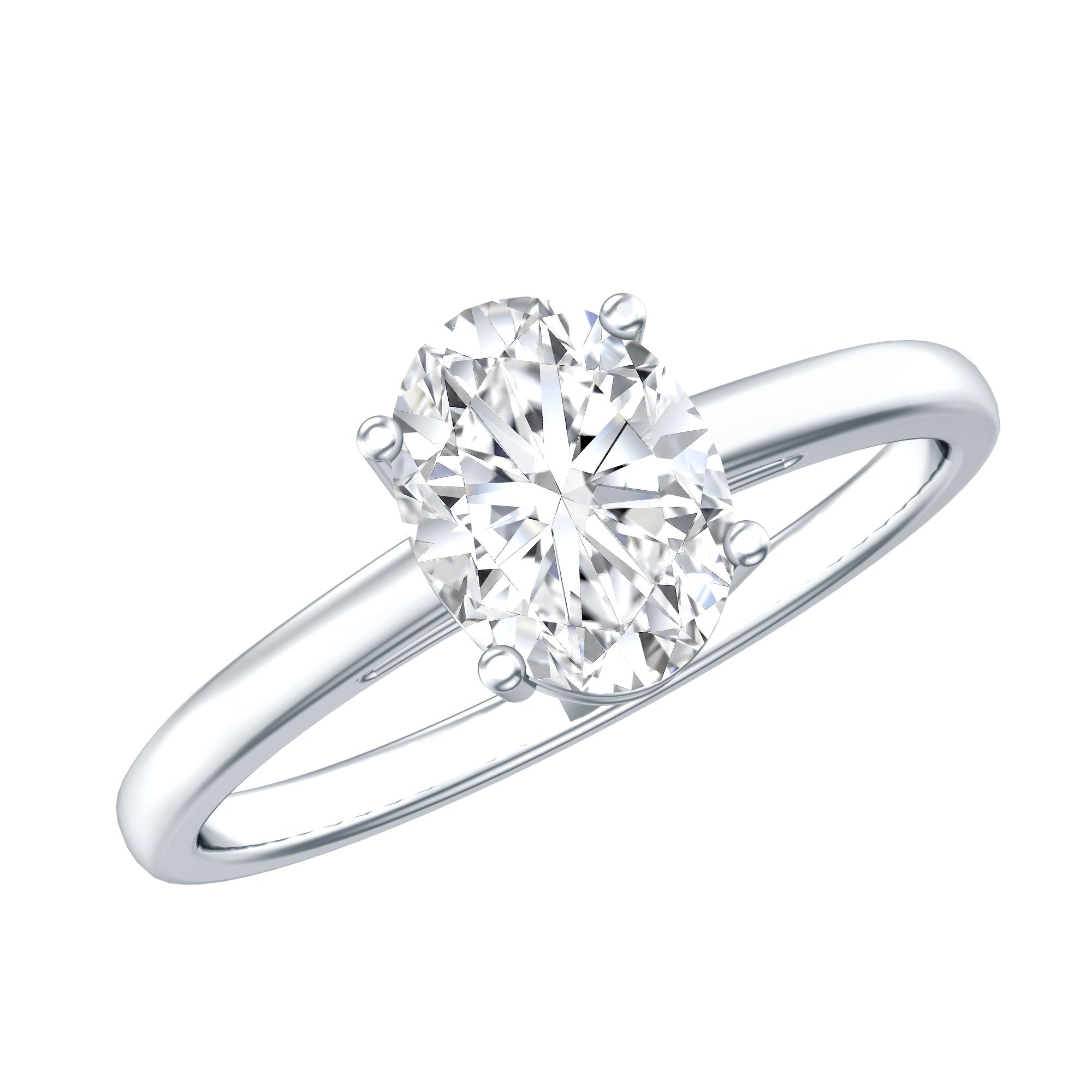 Moissanite Engagement Ring - 6X8 mm Oval Solitaire Prong Setting Ring