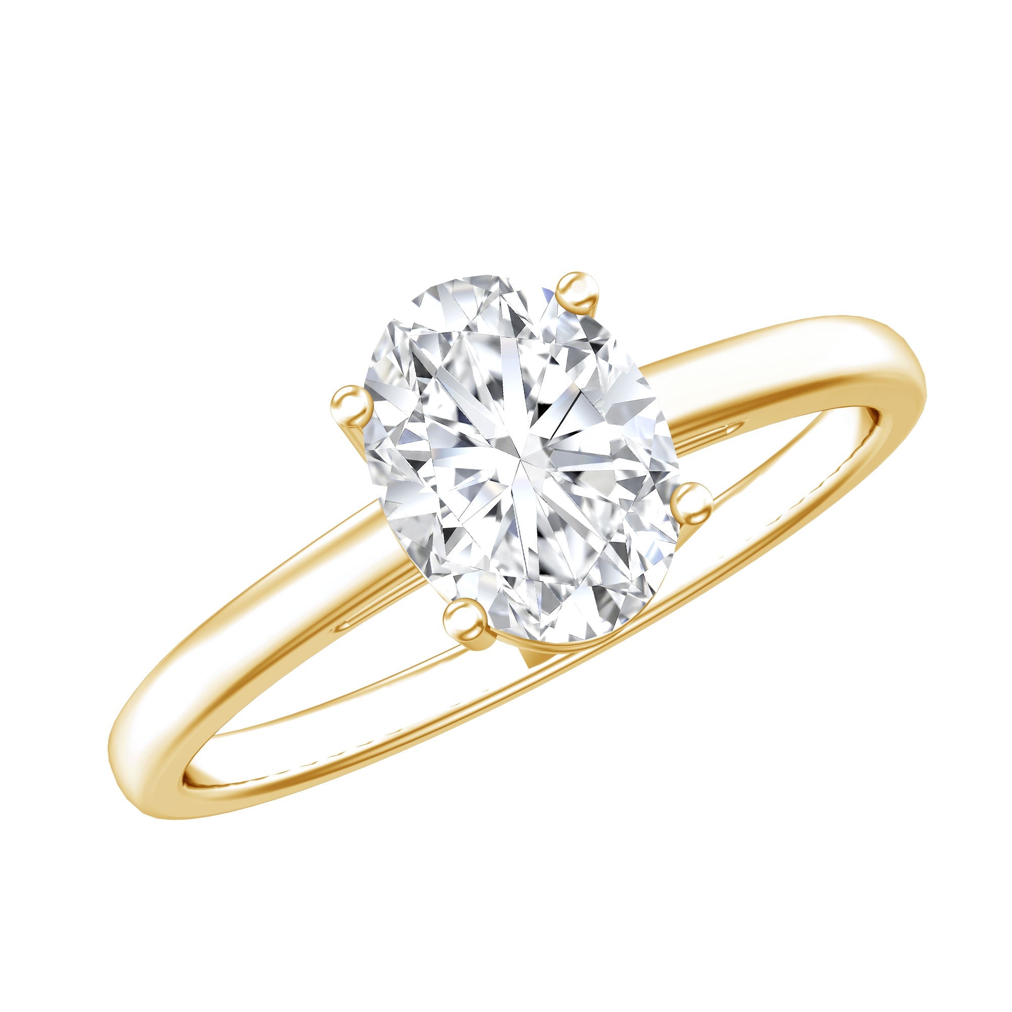 Moissanite Engagement Ring - 6X8 mm Oval Solitaire Prong Setting Ring