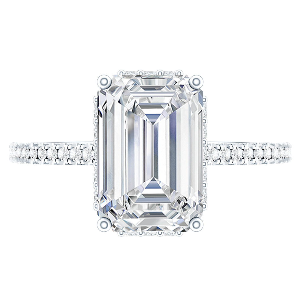 1.8 Carat Certified Moissanite Emerald Cut Engagement Ring