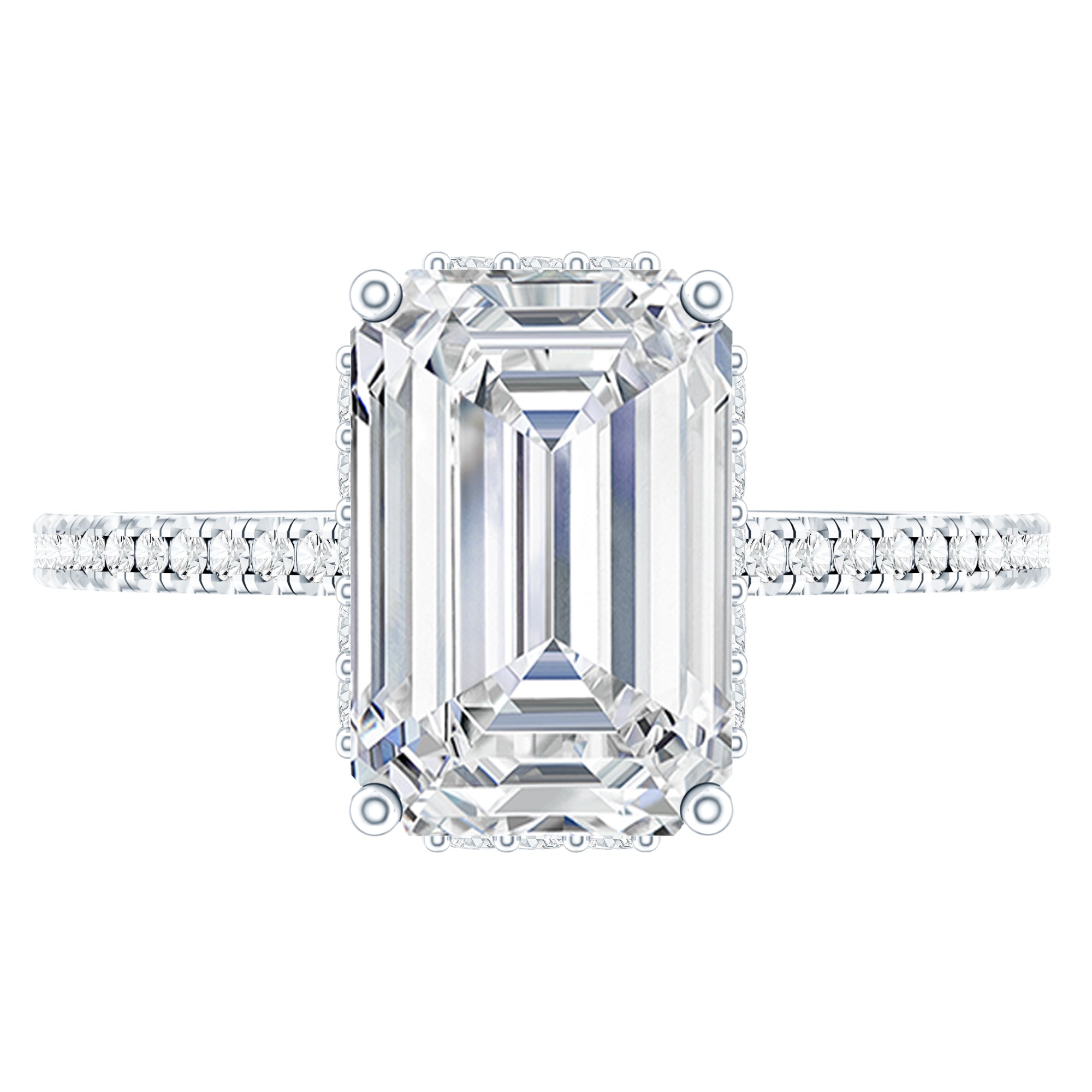 1.8 Carat Certified Moissanite Emerald Cut Engagement Ring