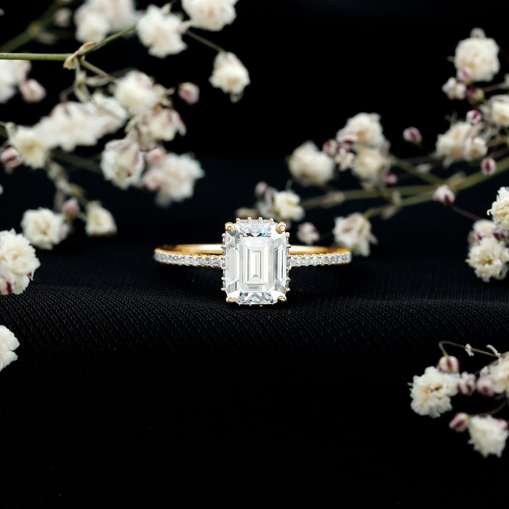 1.8 Carat Certified Moissanite Emerald Cut Engagement Ring
