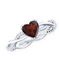 Garnet Heart Engagement Ring – 1 Carat AAA Quality Red Garnet, Braided Shank Design